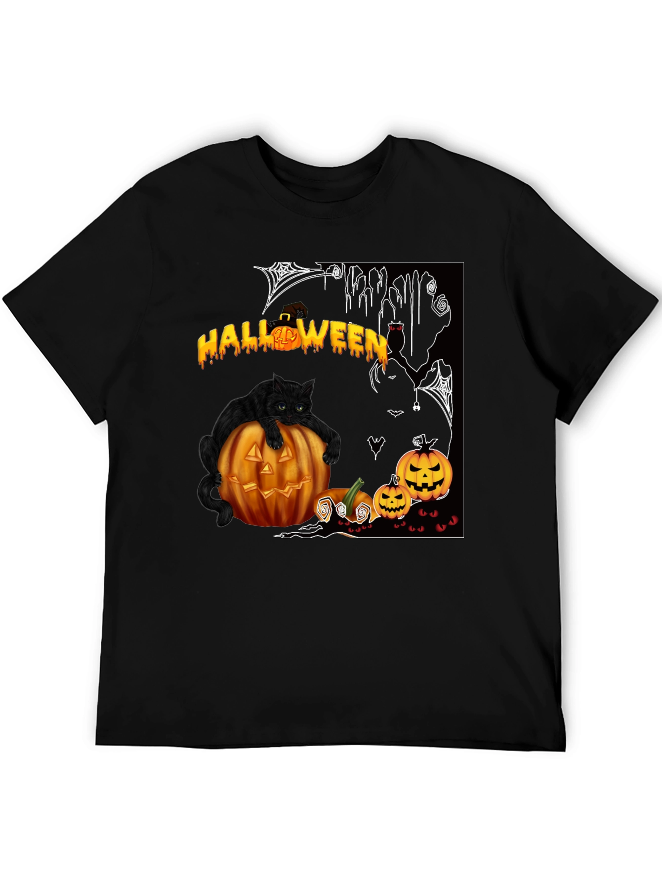 Halloween Cat & Pumpkin T-Shirt - Spooky Season