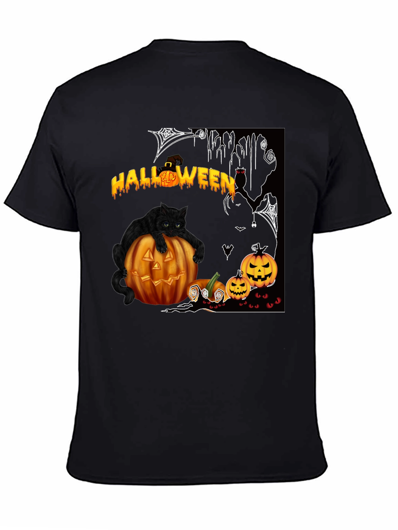 Halloween Cat & Pumpkin T-Shirt - Spooky Season