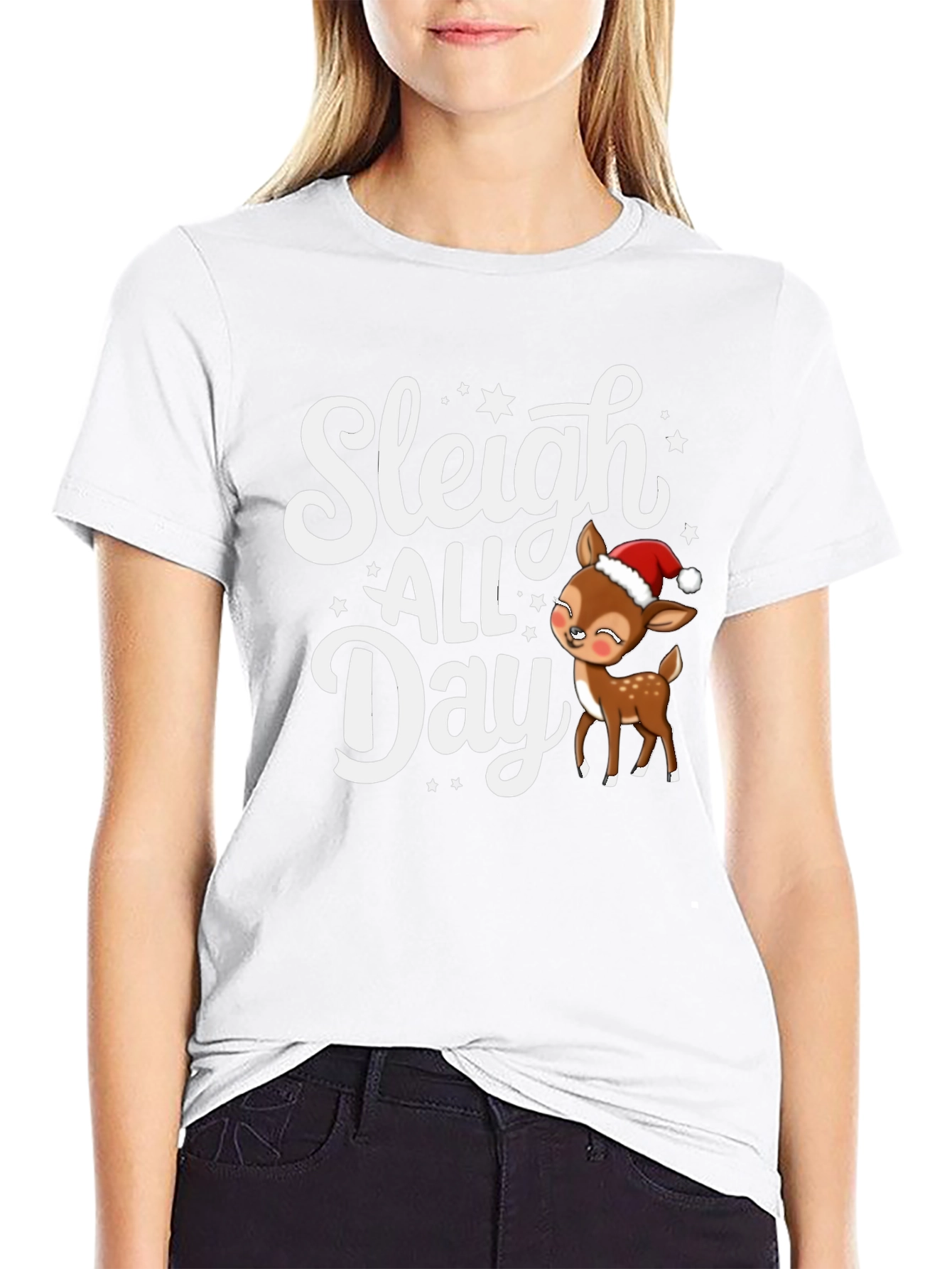 Sleigh All Day Christmas Deer T-Shirt