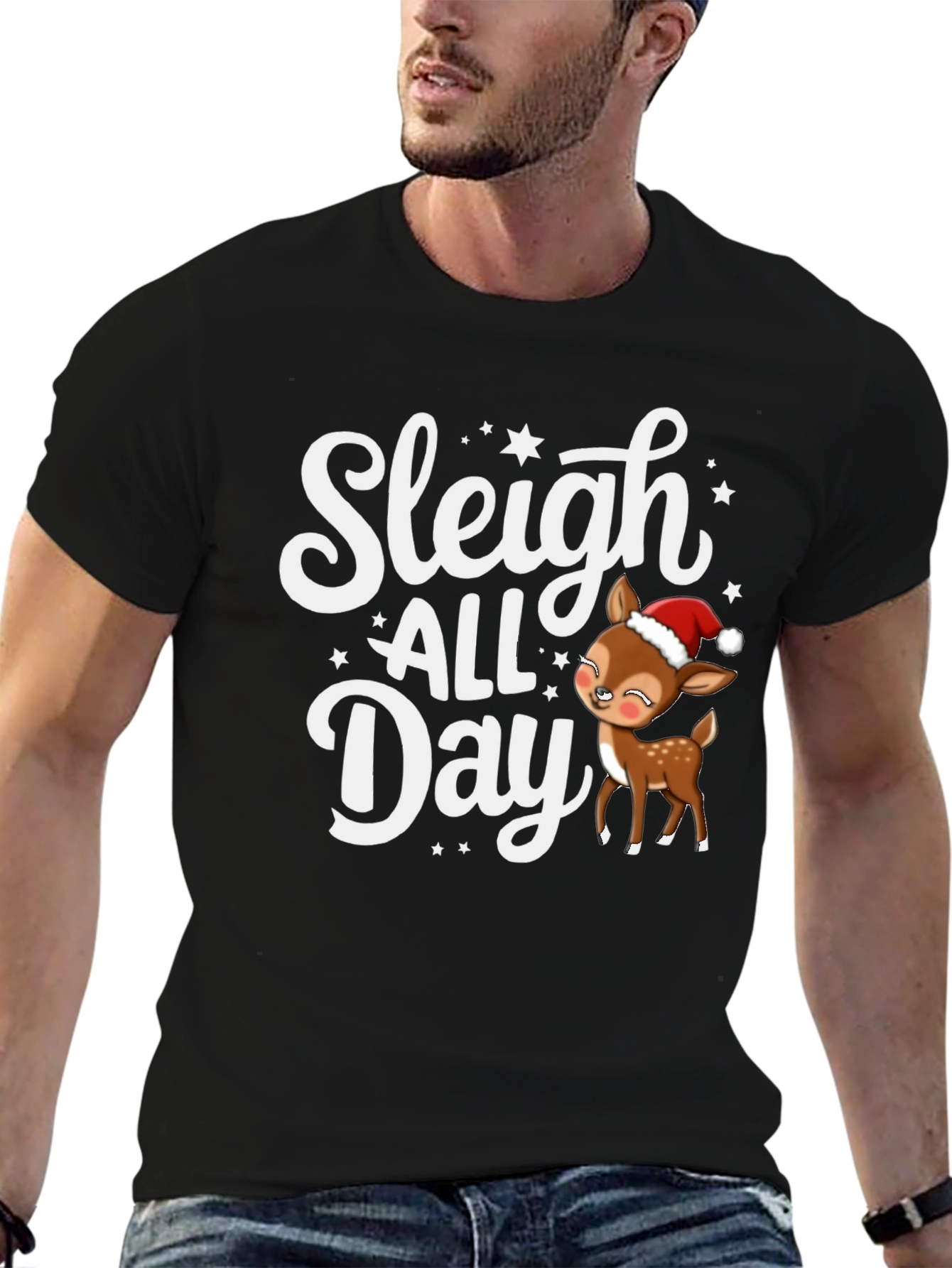 Sleigh All Day Christmas Deer T-Shirt