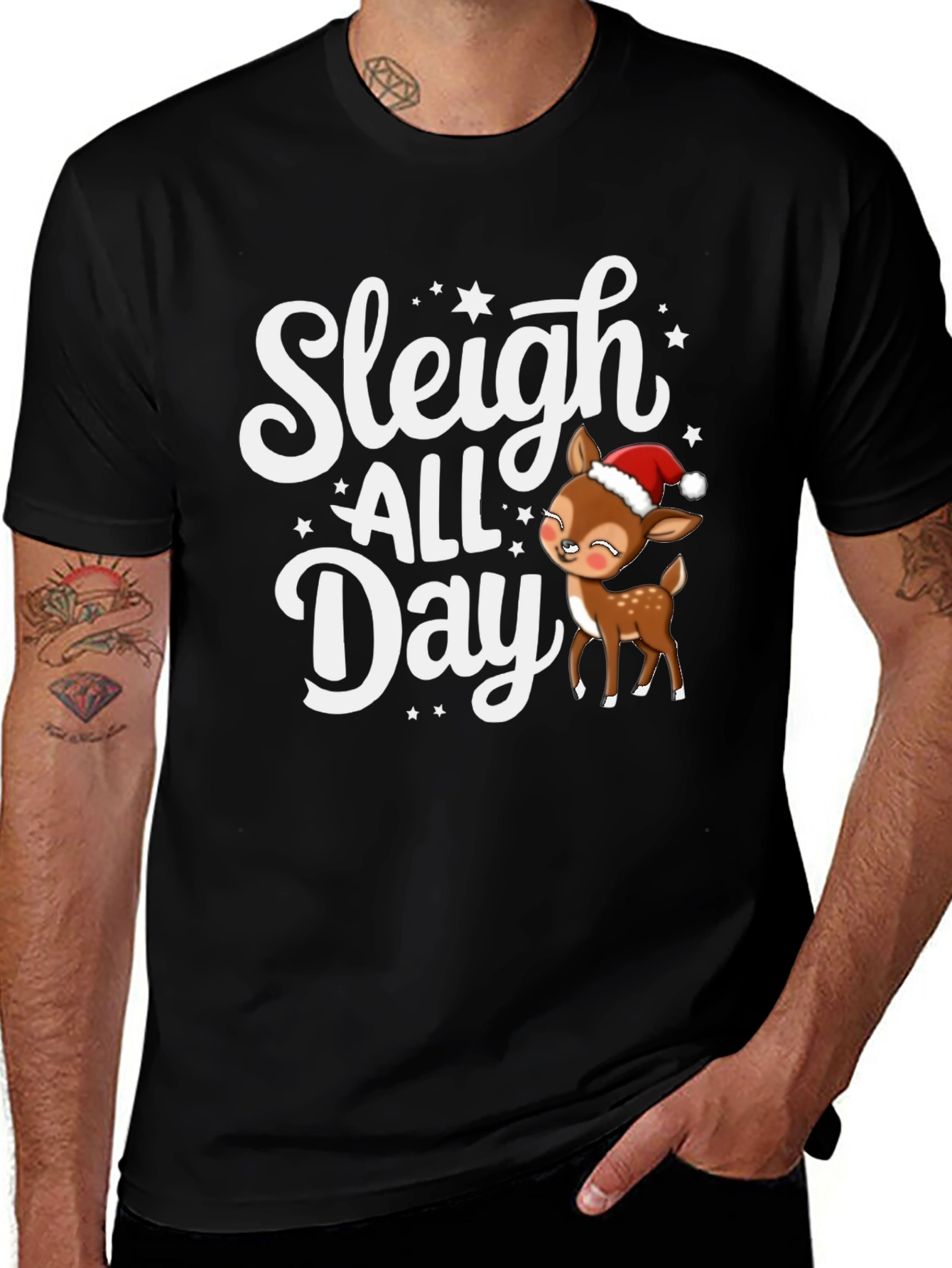 Sleigh All Day Christmas Deer T-Shirt