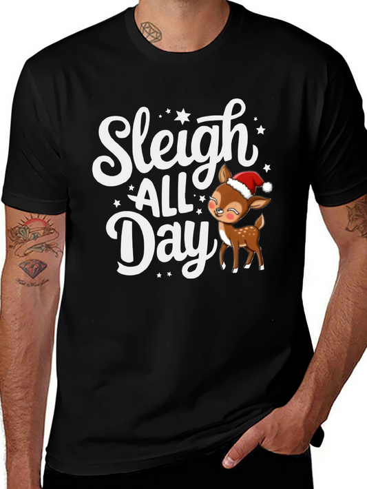 Sleigh All Day Christmas Deer T-Shirt