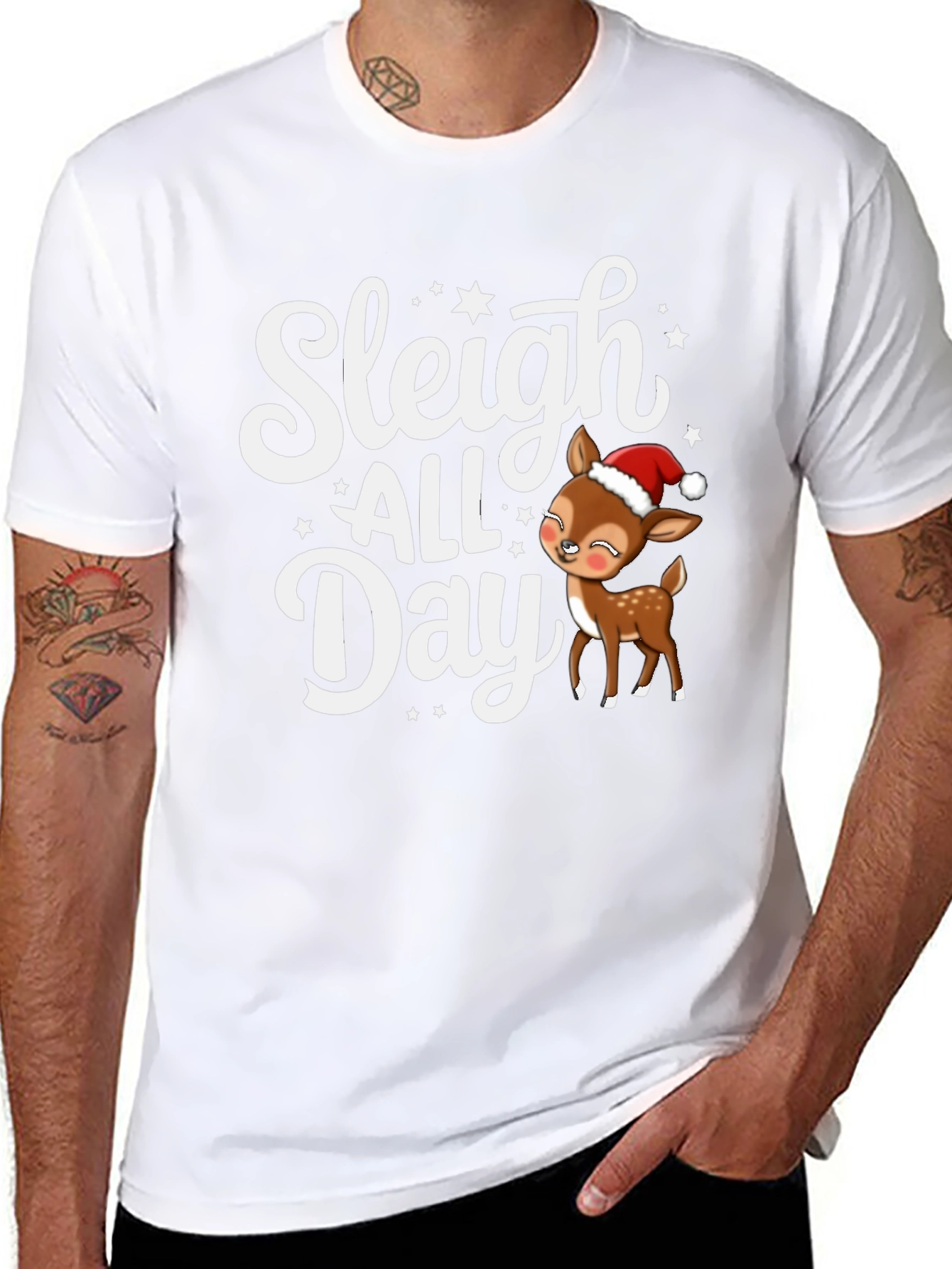 Sleigh All Day Christmas Deer T-Shirt