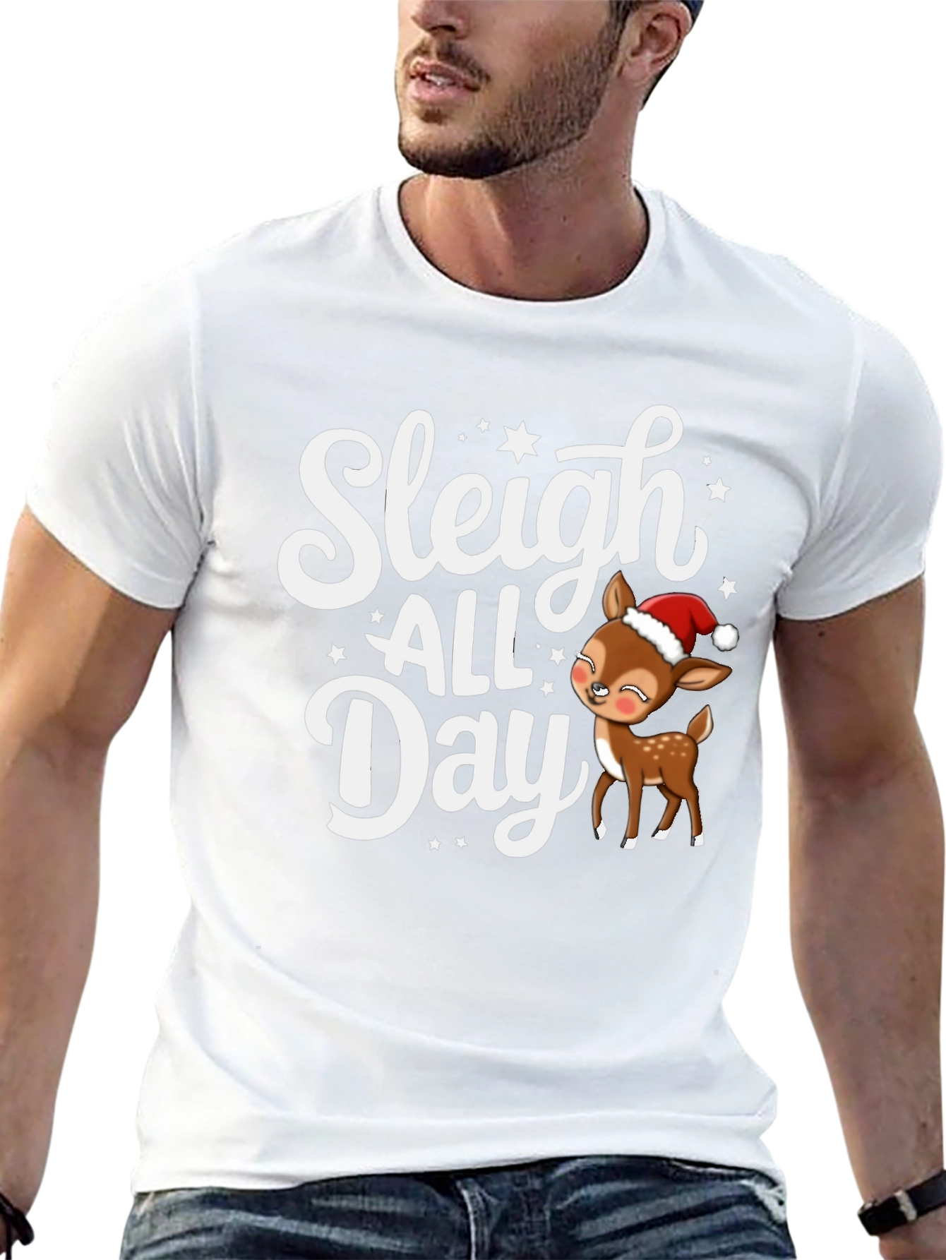 Sleigh All Day Christmas Deer T-Shirt