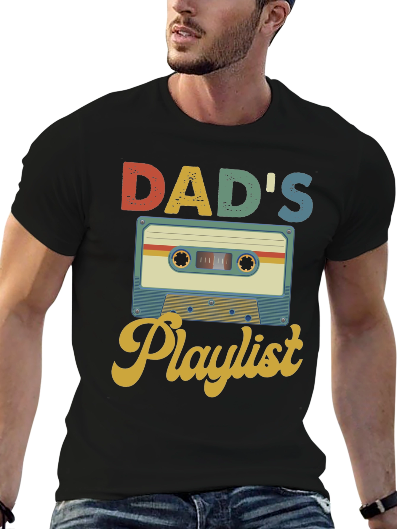 Dads Playlist Retro Cassette Tape Graphic Tee
