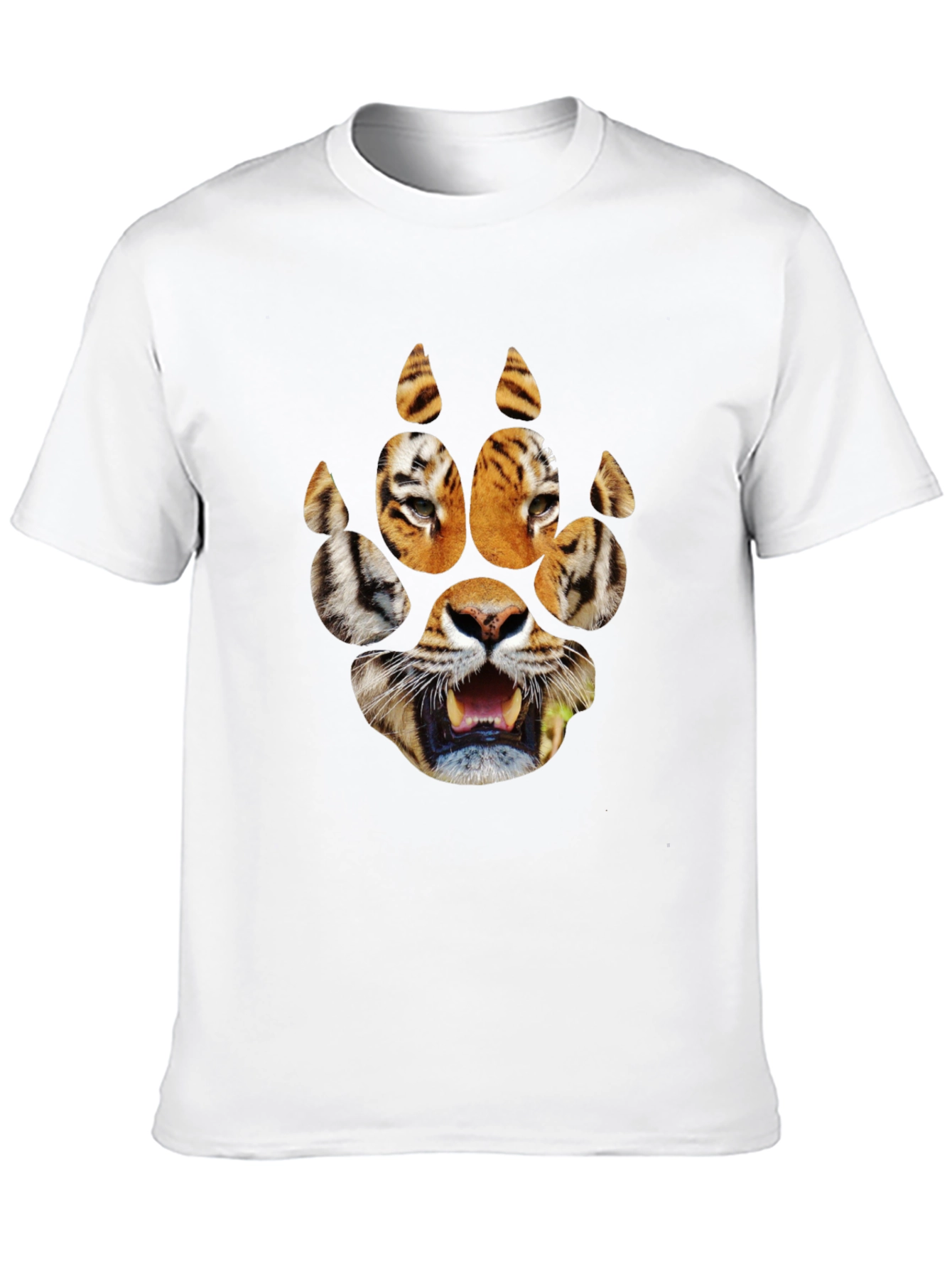 Tiger Paw Print Graphic Tee - Black Cotton T-Shirt