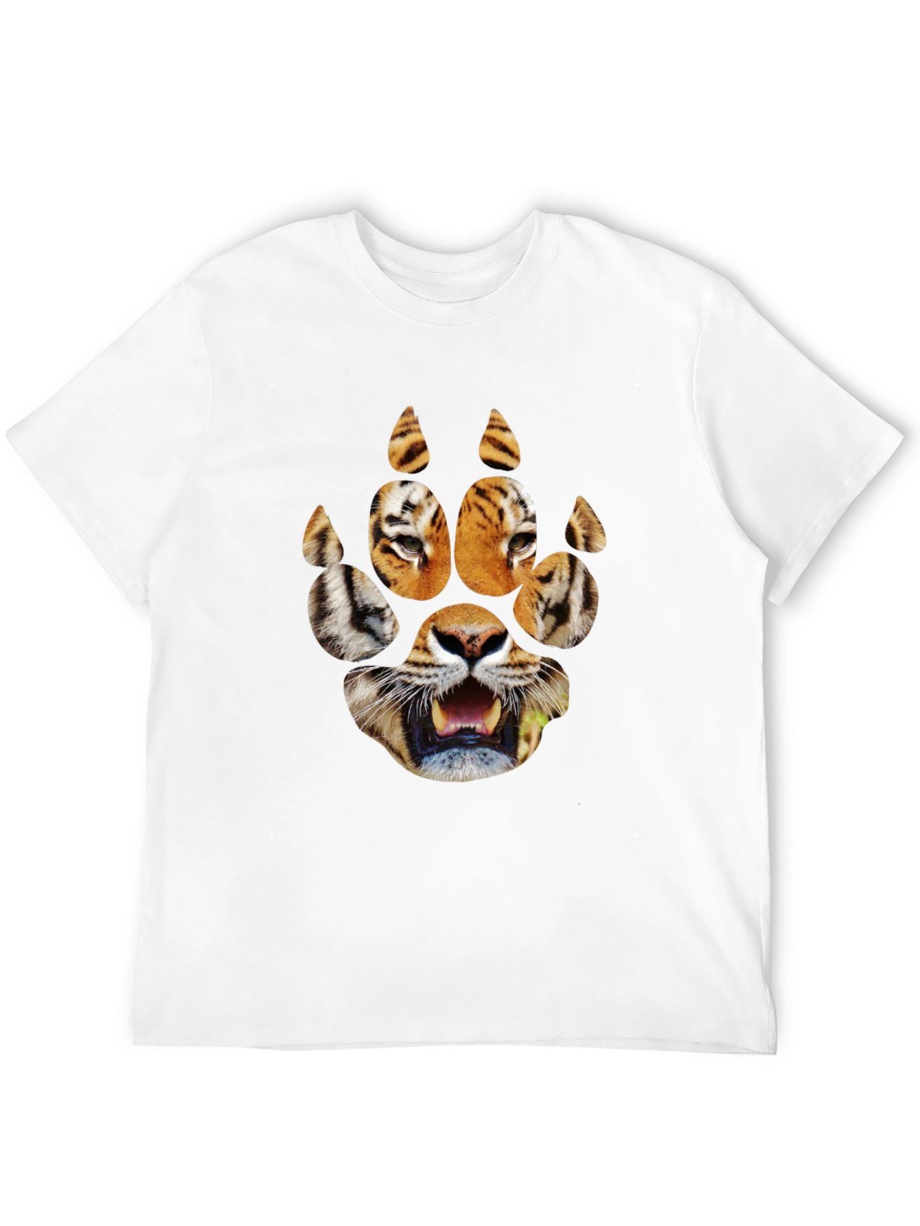 Tiger Paw Print Graphic Tee - Black Cotton T-Shirt