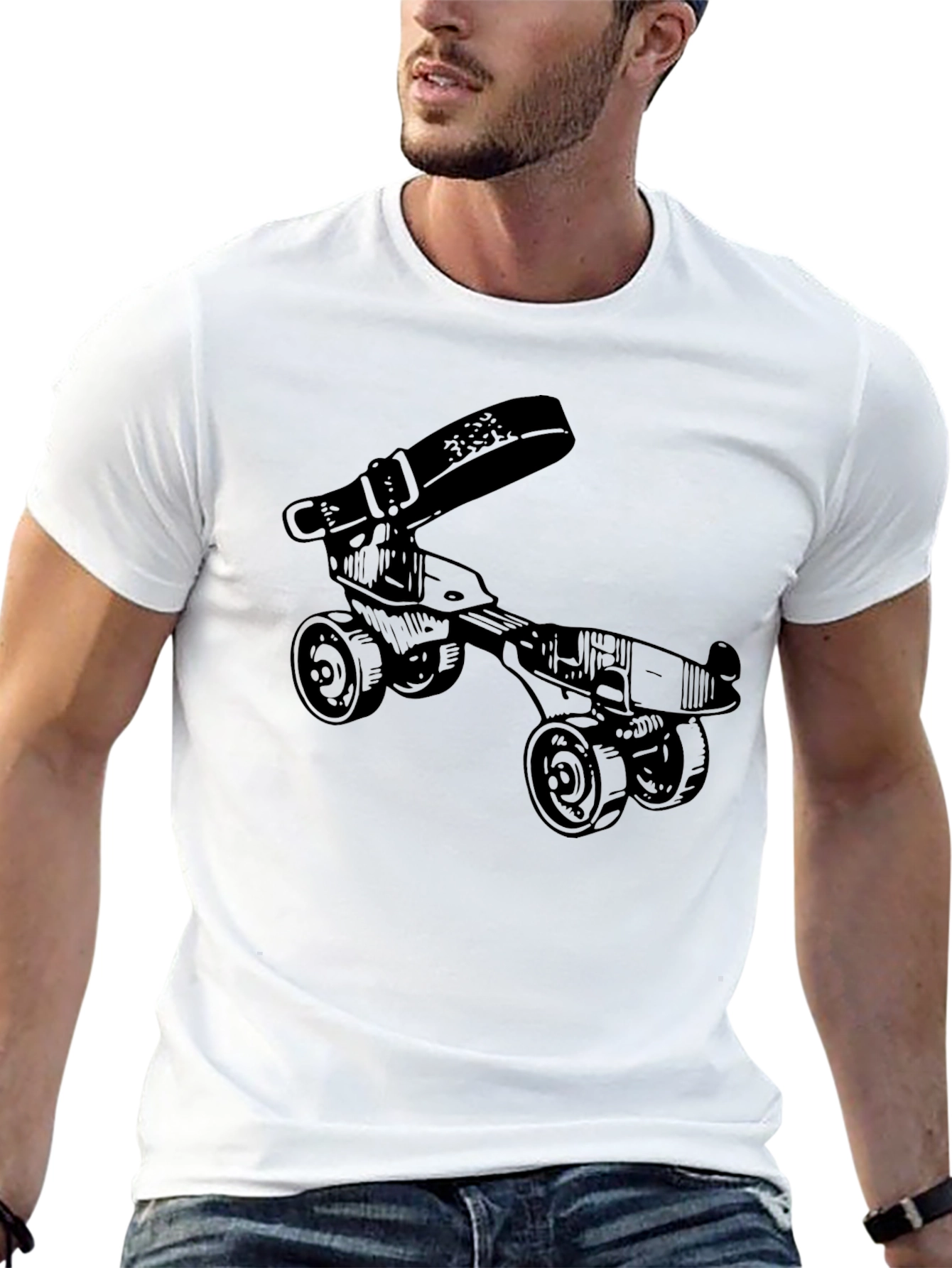 Novelty Roller Skate T-Shirt - Retro Style Black Tee