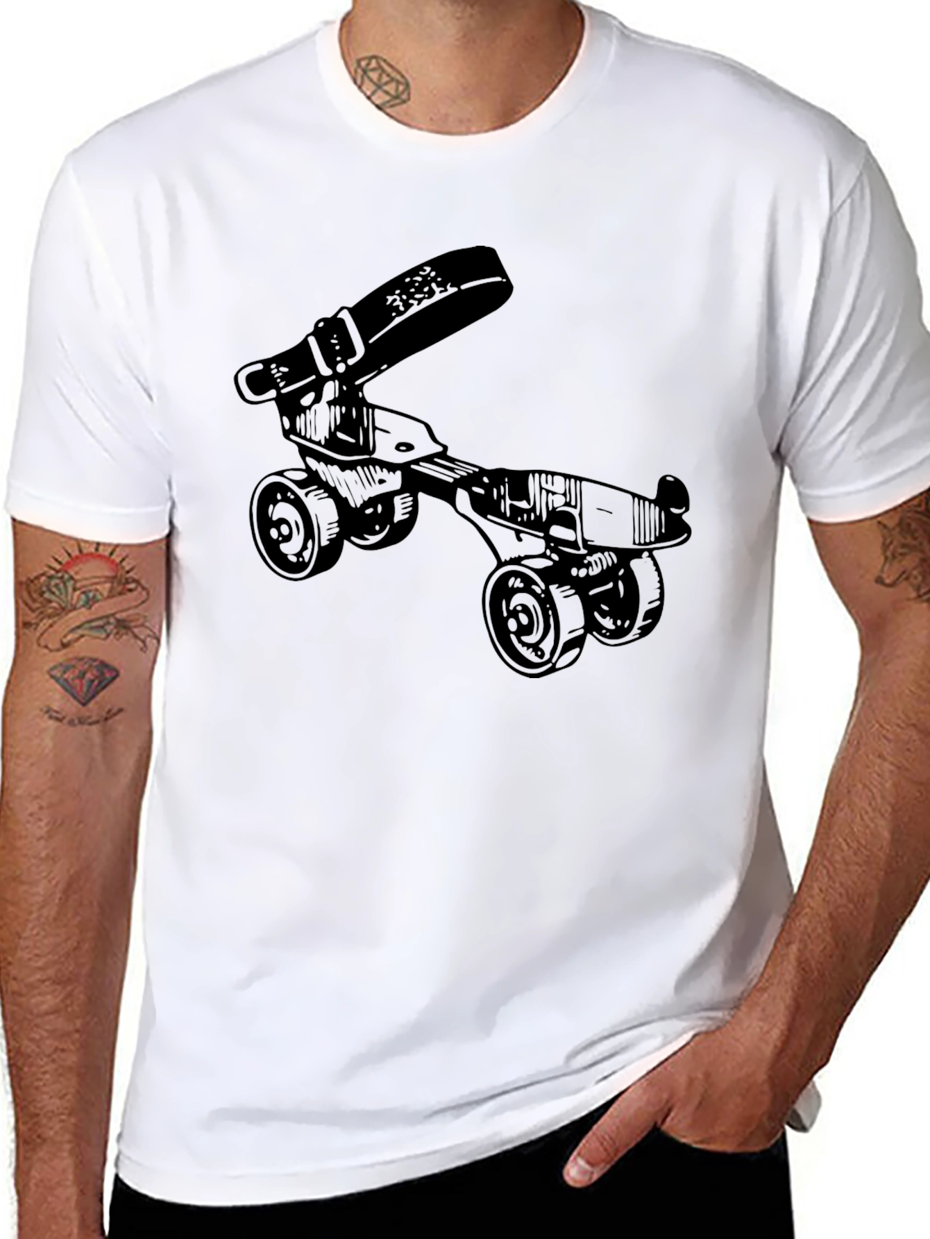 Novelty Roller Skate T-Shirt - Retro Style Black Tee