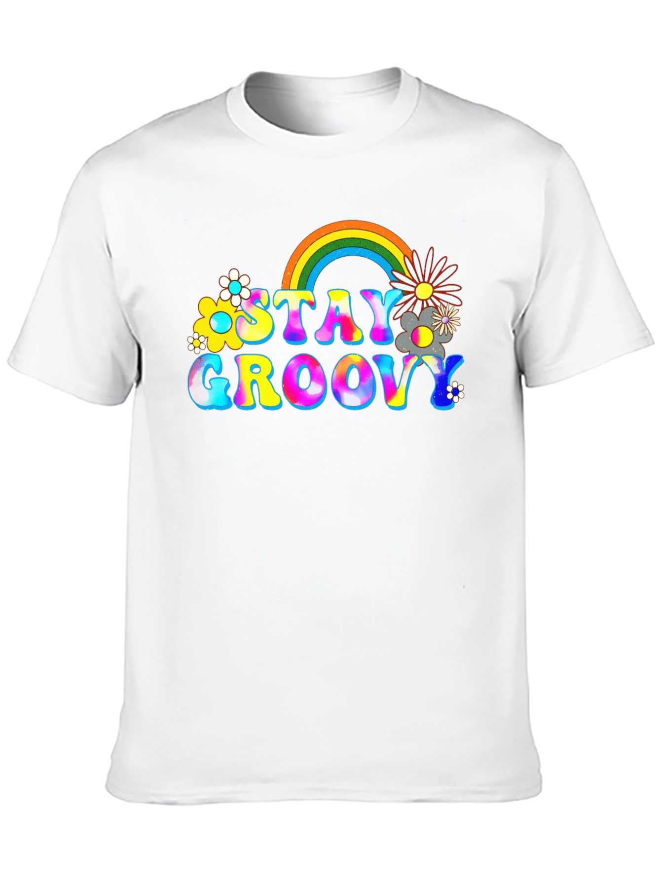 Stay Groovy Rainbow Graphic Tee - Retro Vibes