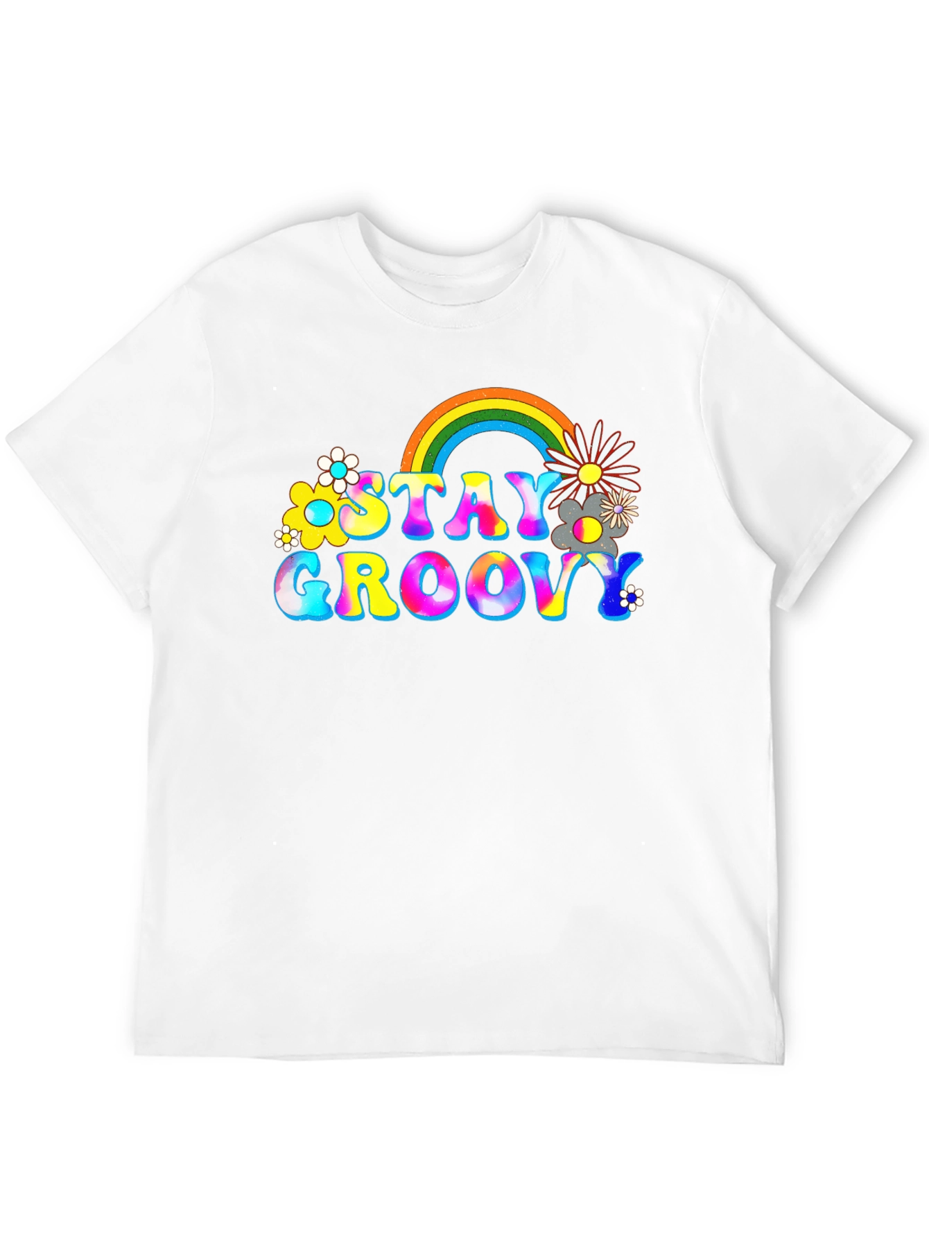 Stay Groovy Rainbow Graphic Tee - Retro Vibes