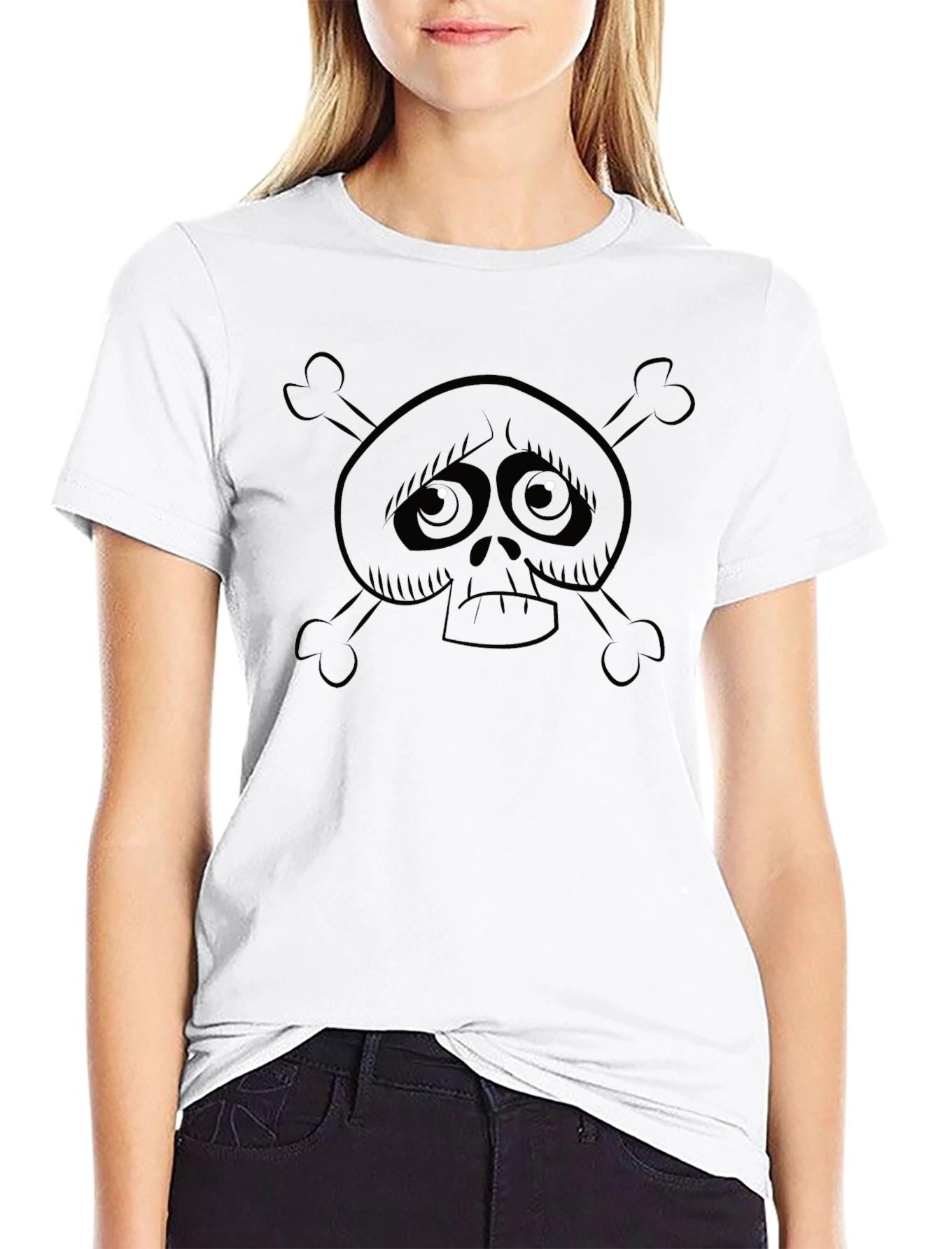 Sad Skull & Crossbones Black T-Shirt