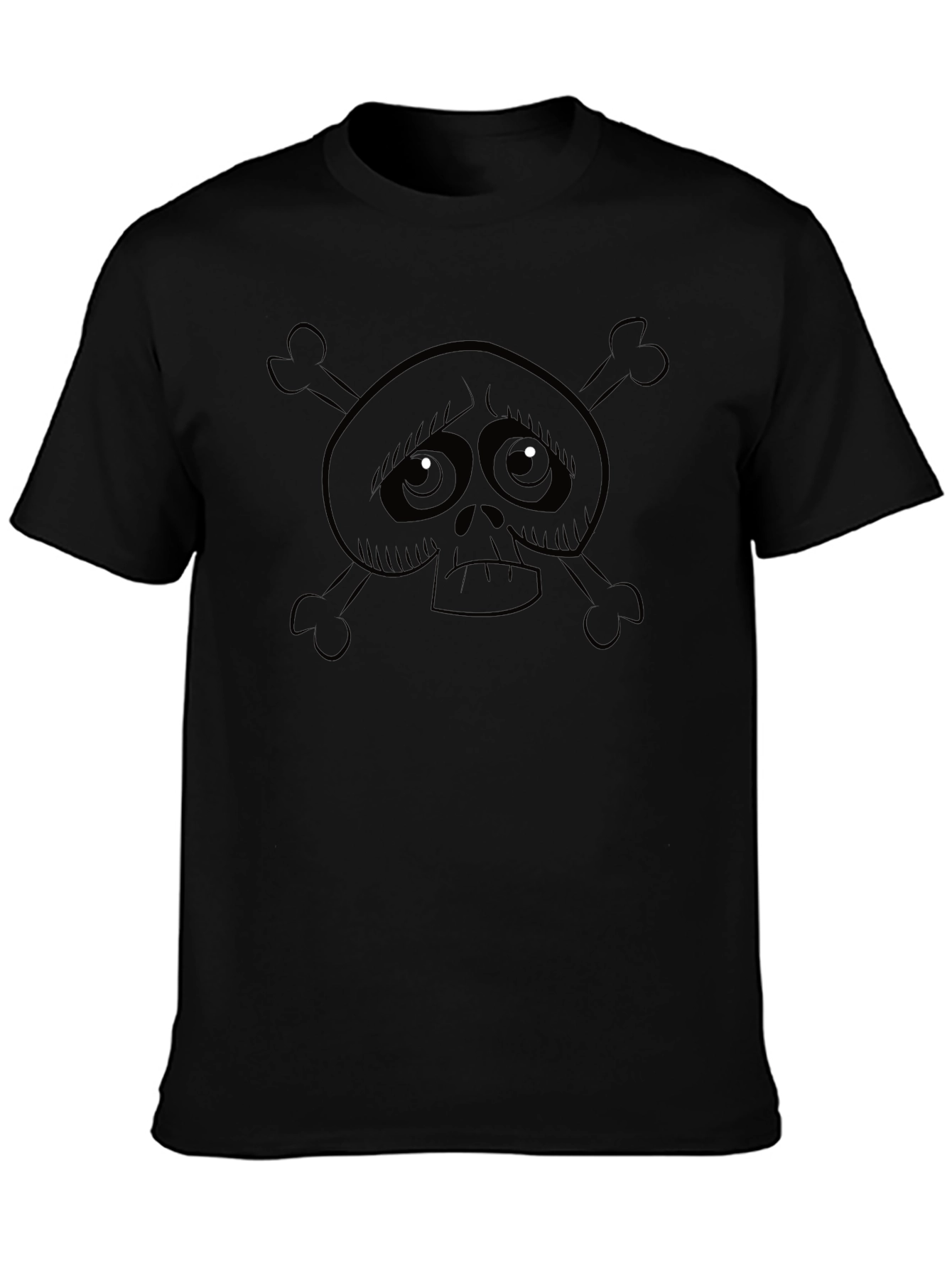 Sad Skull & Crossbones Black T-Shirt