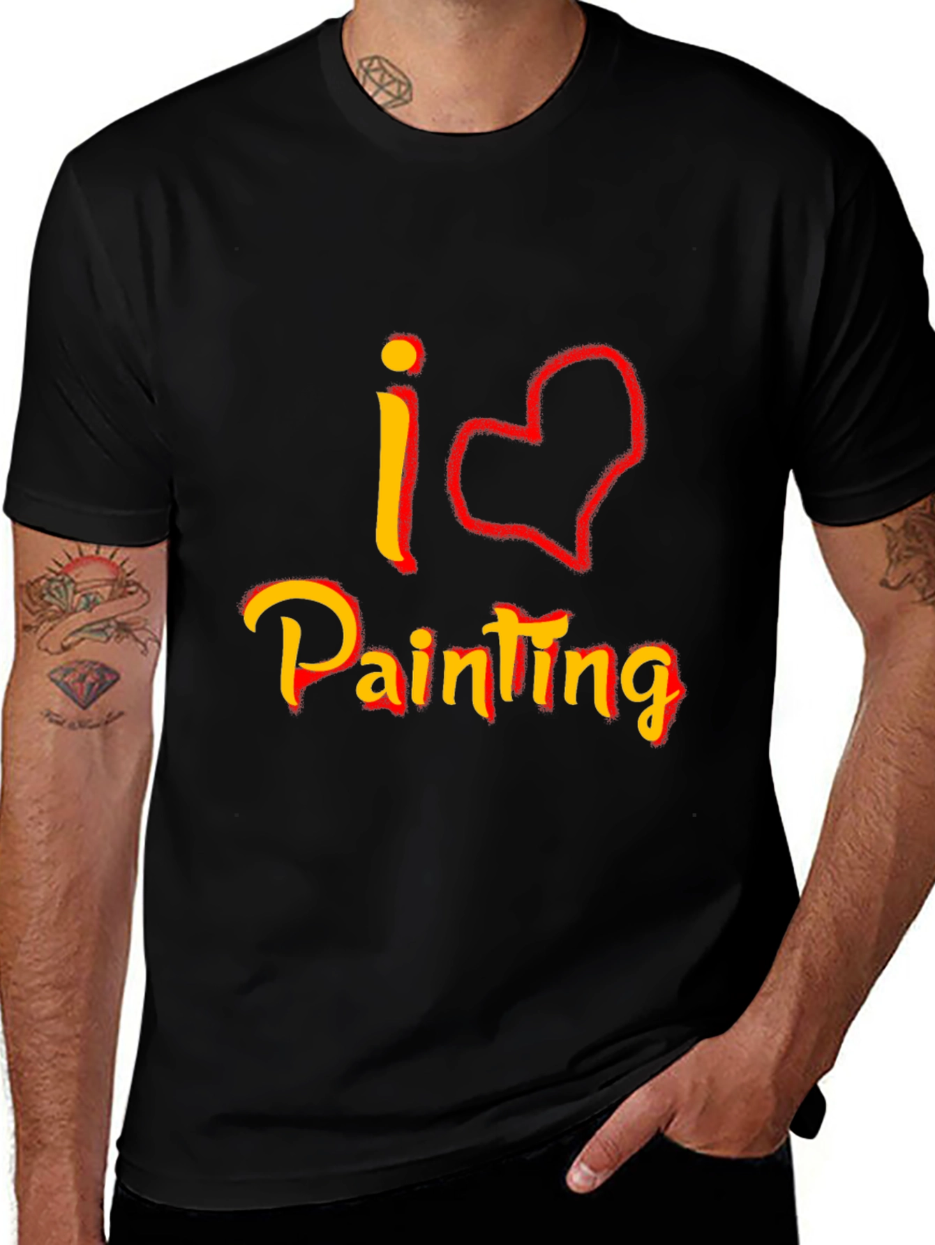 I Love Painting Graphic T-Shirt - Black