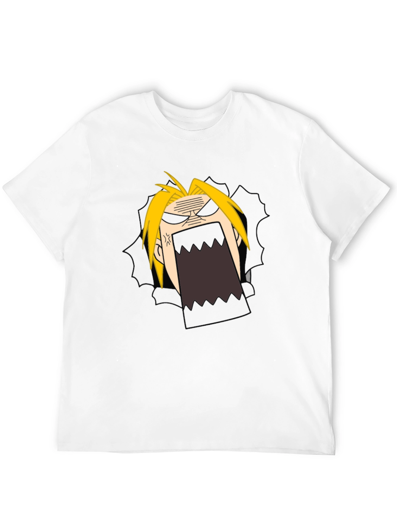 Anime Cartoon Angry Face Black T-Shirt