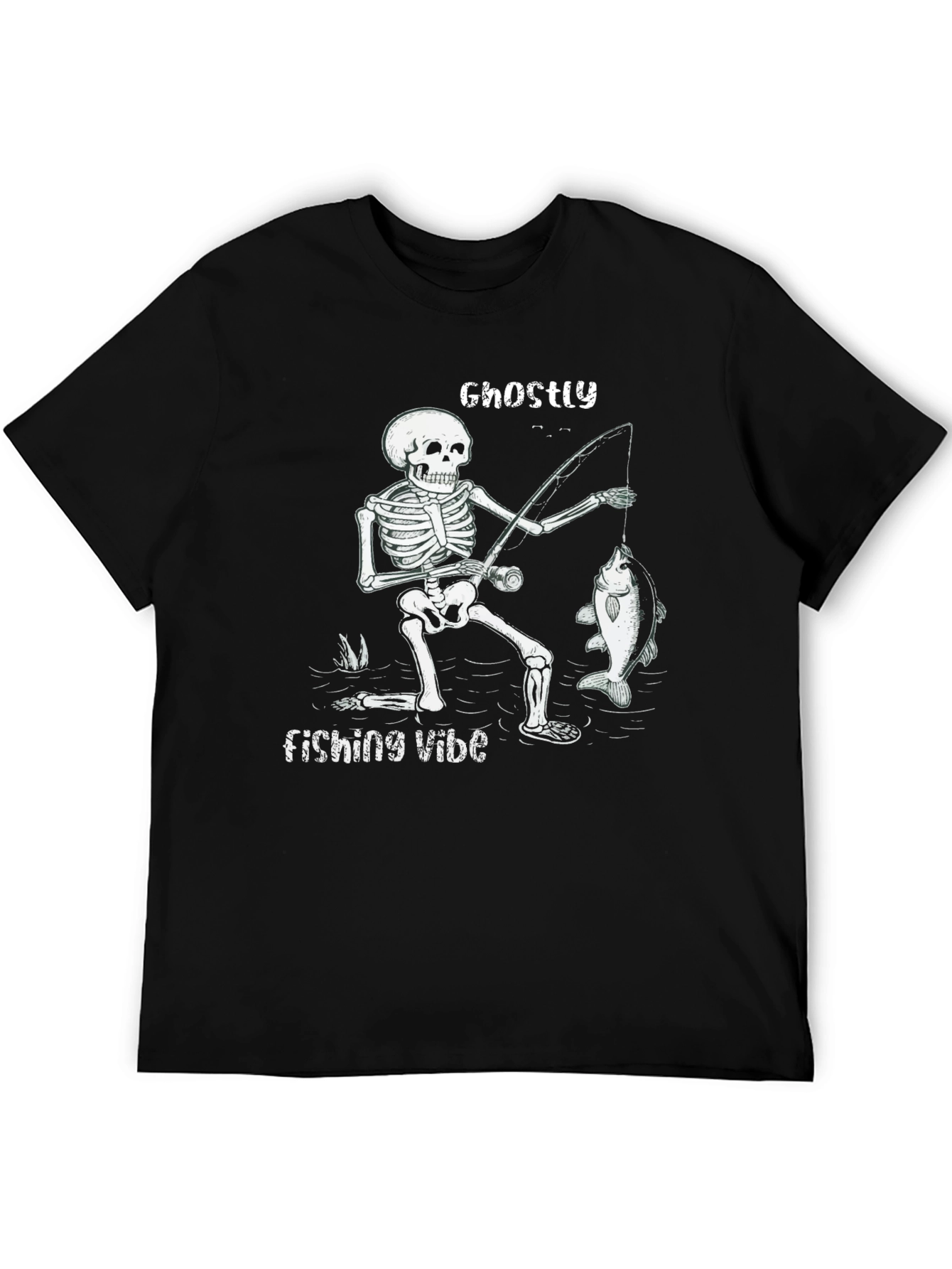 Ghostly Fishing Vibe Black T-Shirt