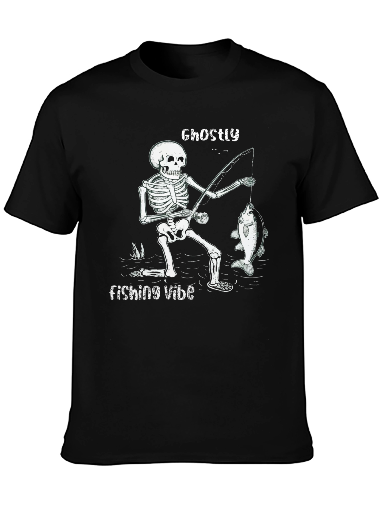 Ghostly Fishing Vibe Black T-Shirt