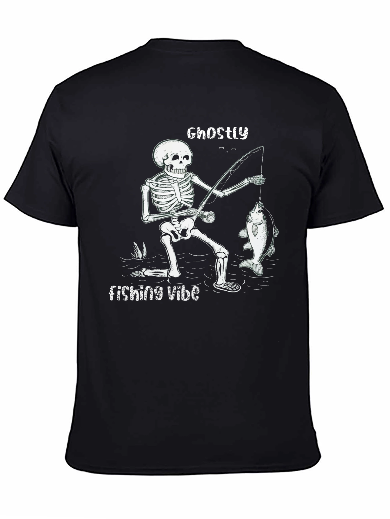Ghostly Fishing Vibe Black T-Shirt