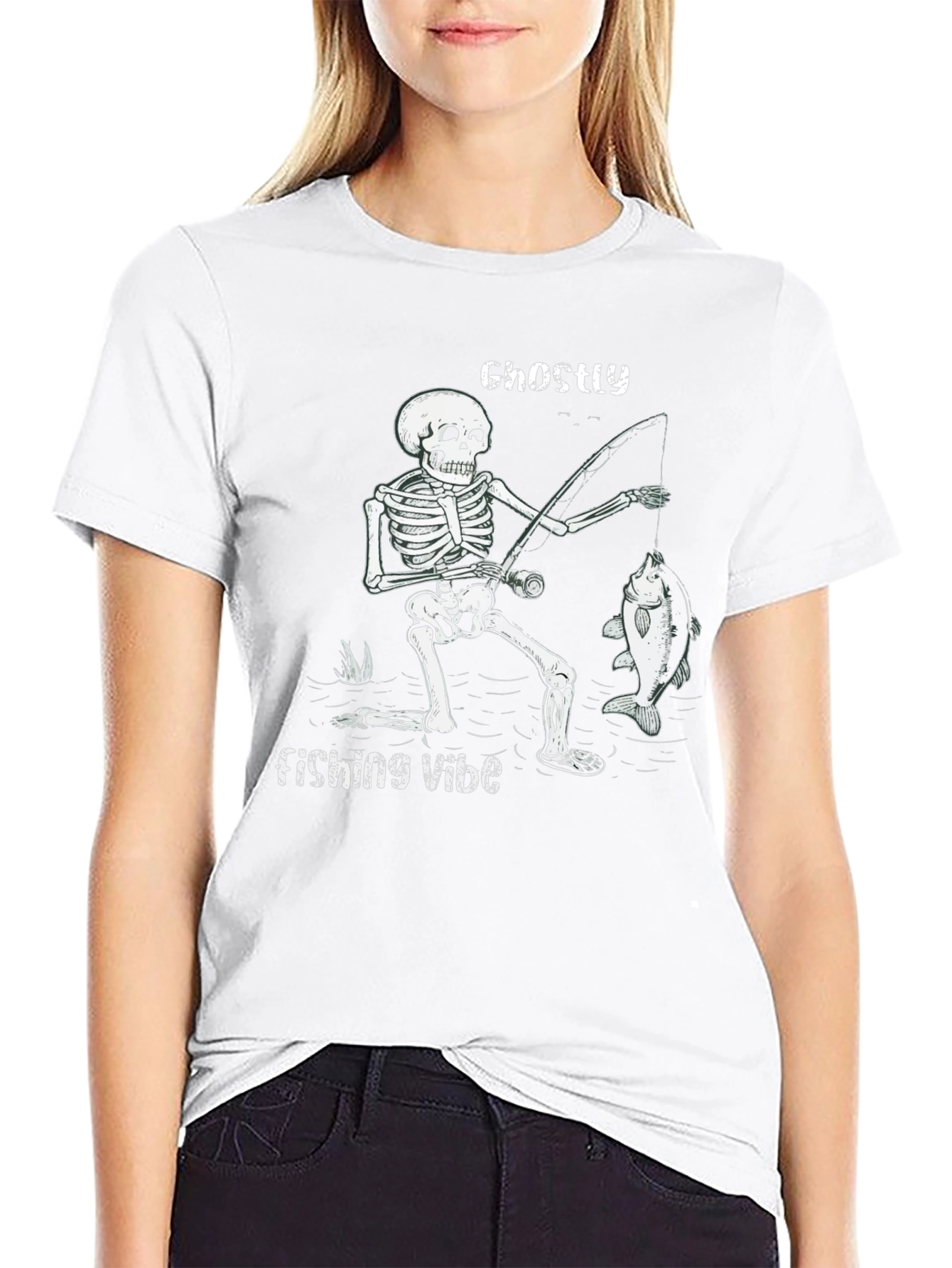 Ghostly Fishing Vibe Black T-Shirt
