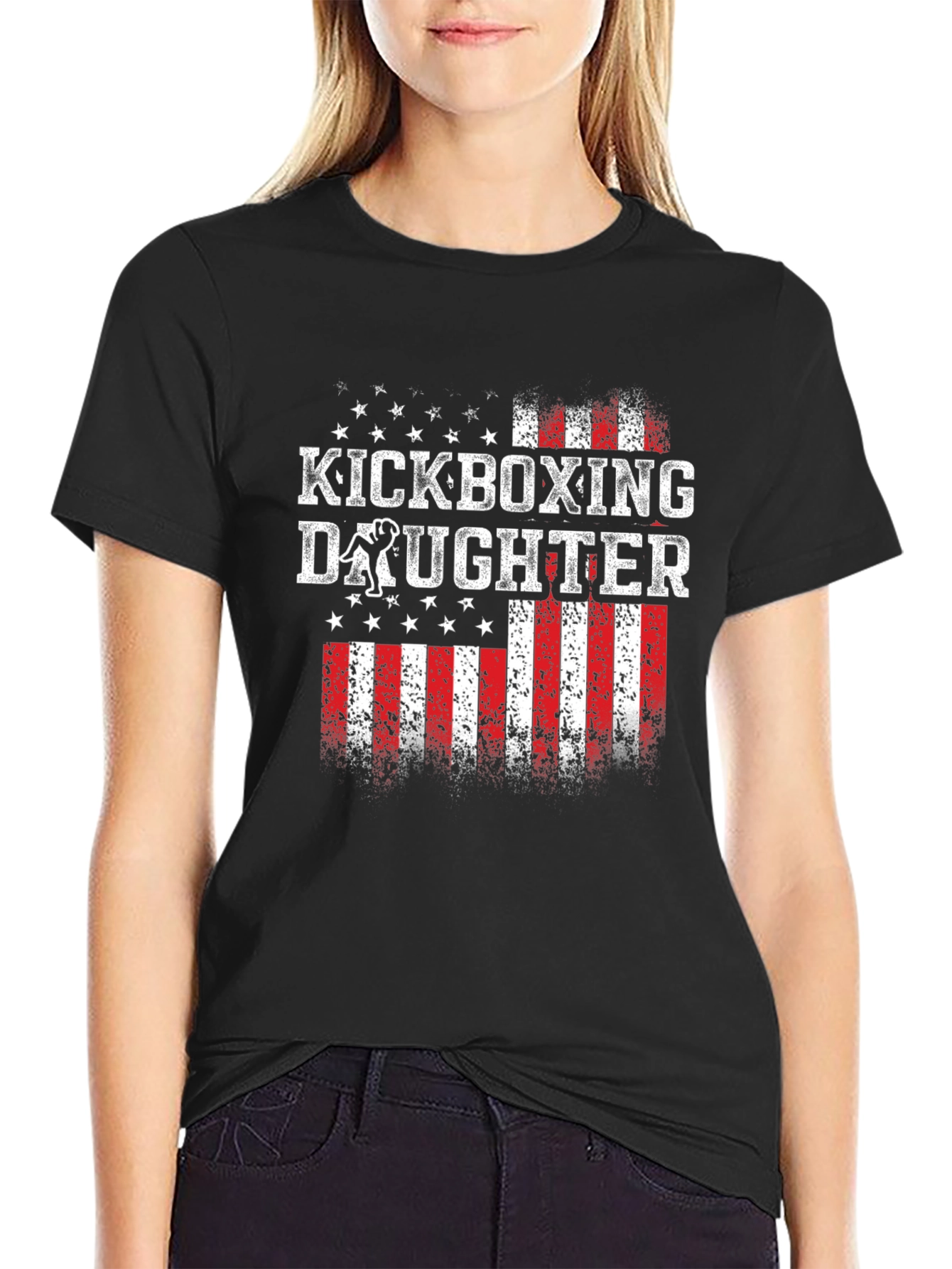 Kickboxing Daughter Patriotic T-Shirt