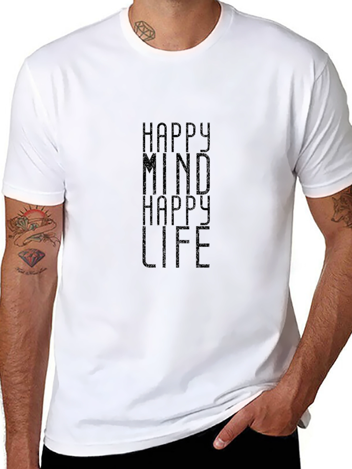 Happy Mind Happy Life Graphic Tee - Black