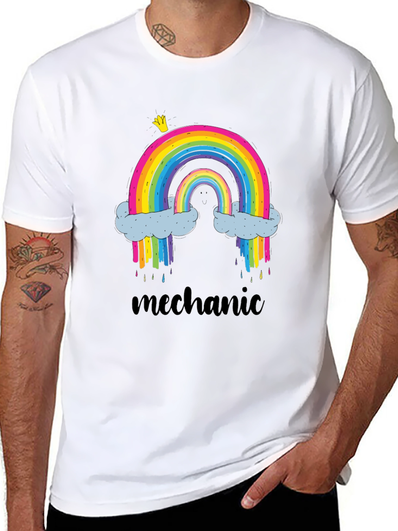 Rainbow Mechanic Graphic T-Shirt - Black