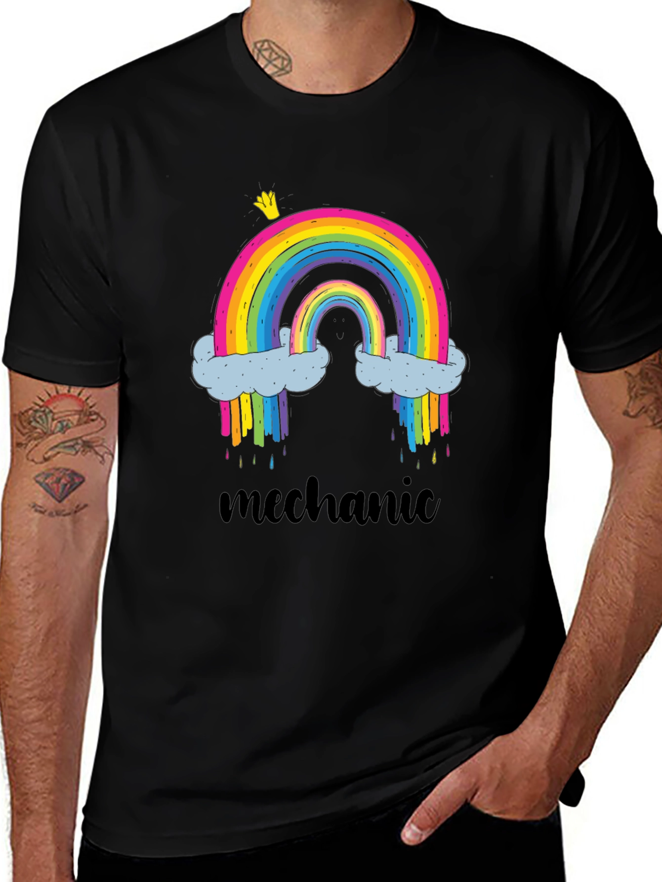 Rainbow Mechanic Graphic T-Shirt - Black