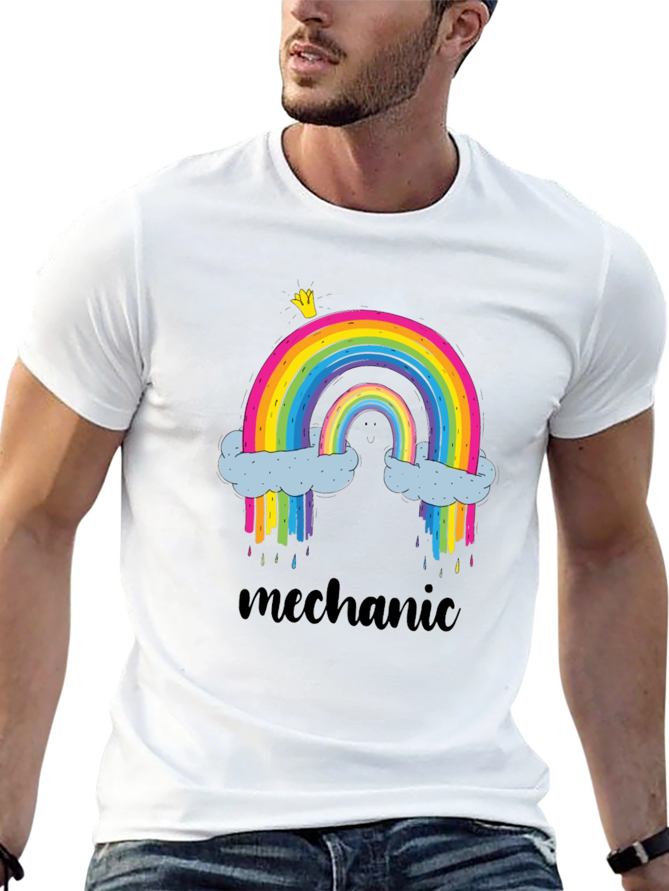Rainbow Mechanic Graphic T-Shirt - Black