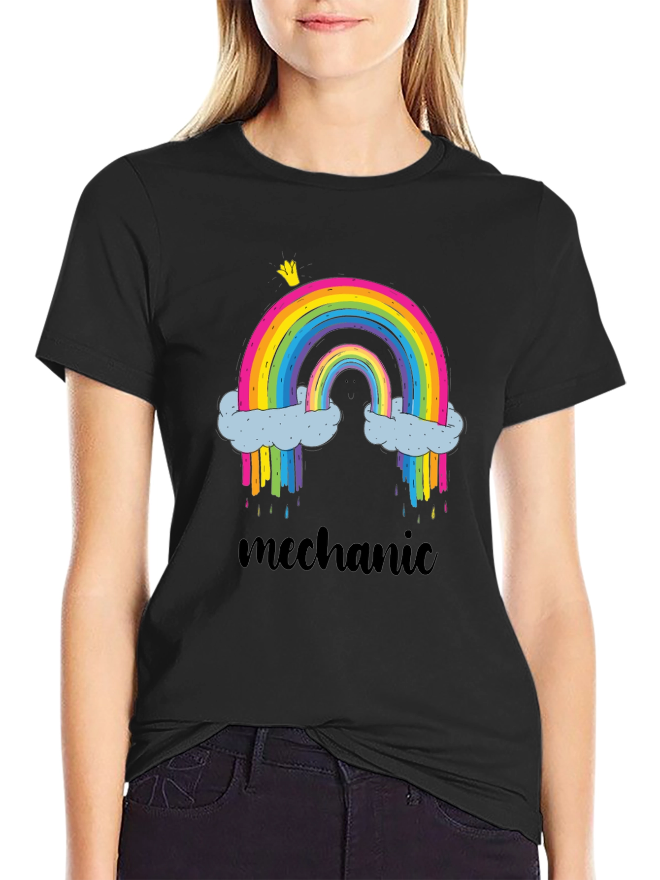 Rainbow Mechanic Graphic T-Shirt - Black