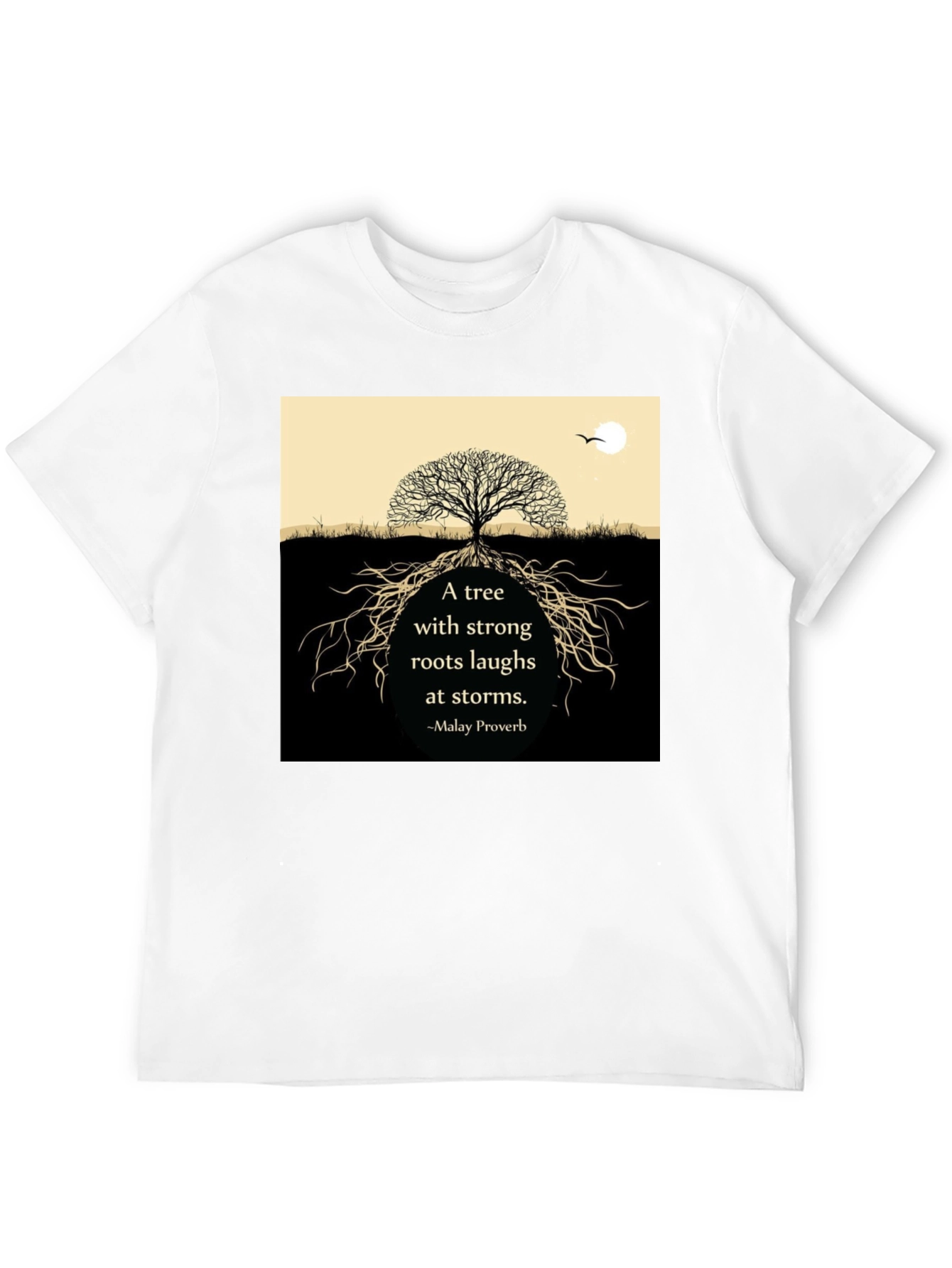 Tree Roots Laughs At Storms Black T-Shirt