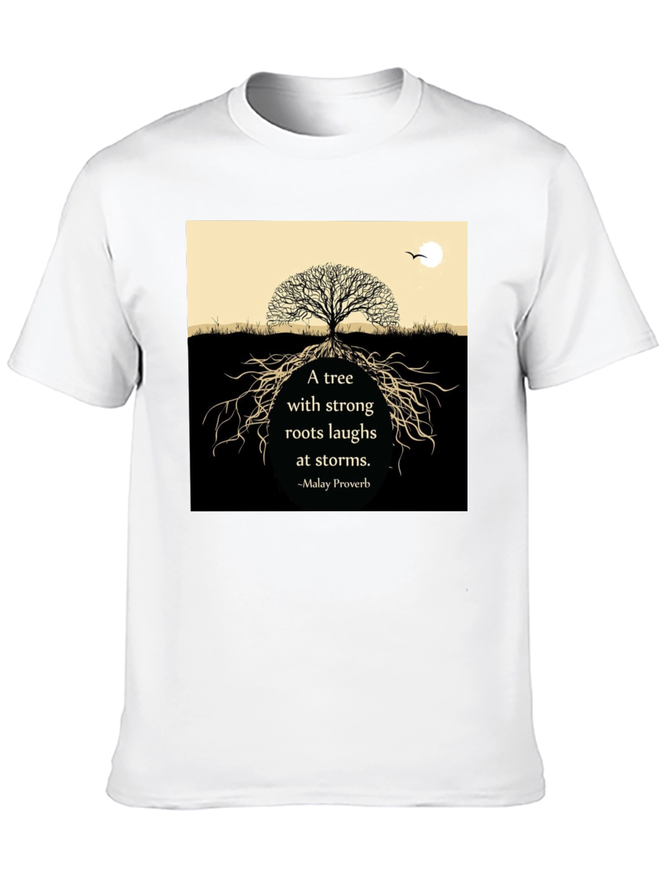 Tree Roots Laughs At Storms Black T-Shirt