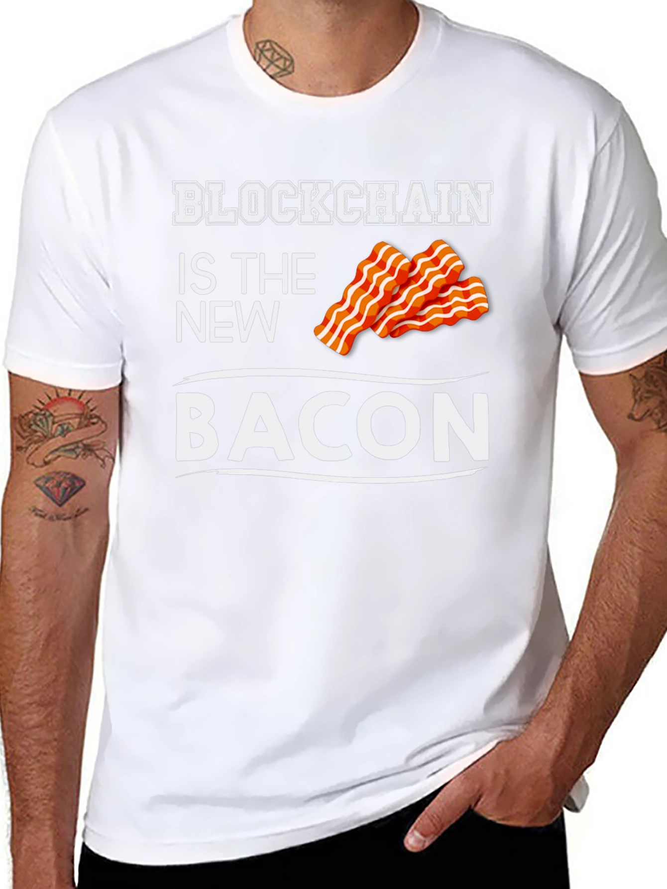 Blockchain is the New Bacon Graphic T-Shirt