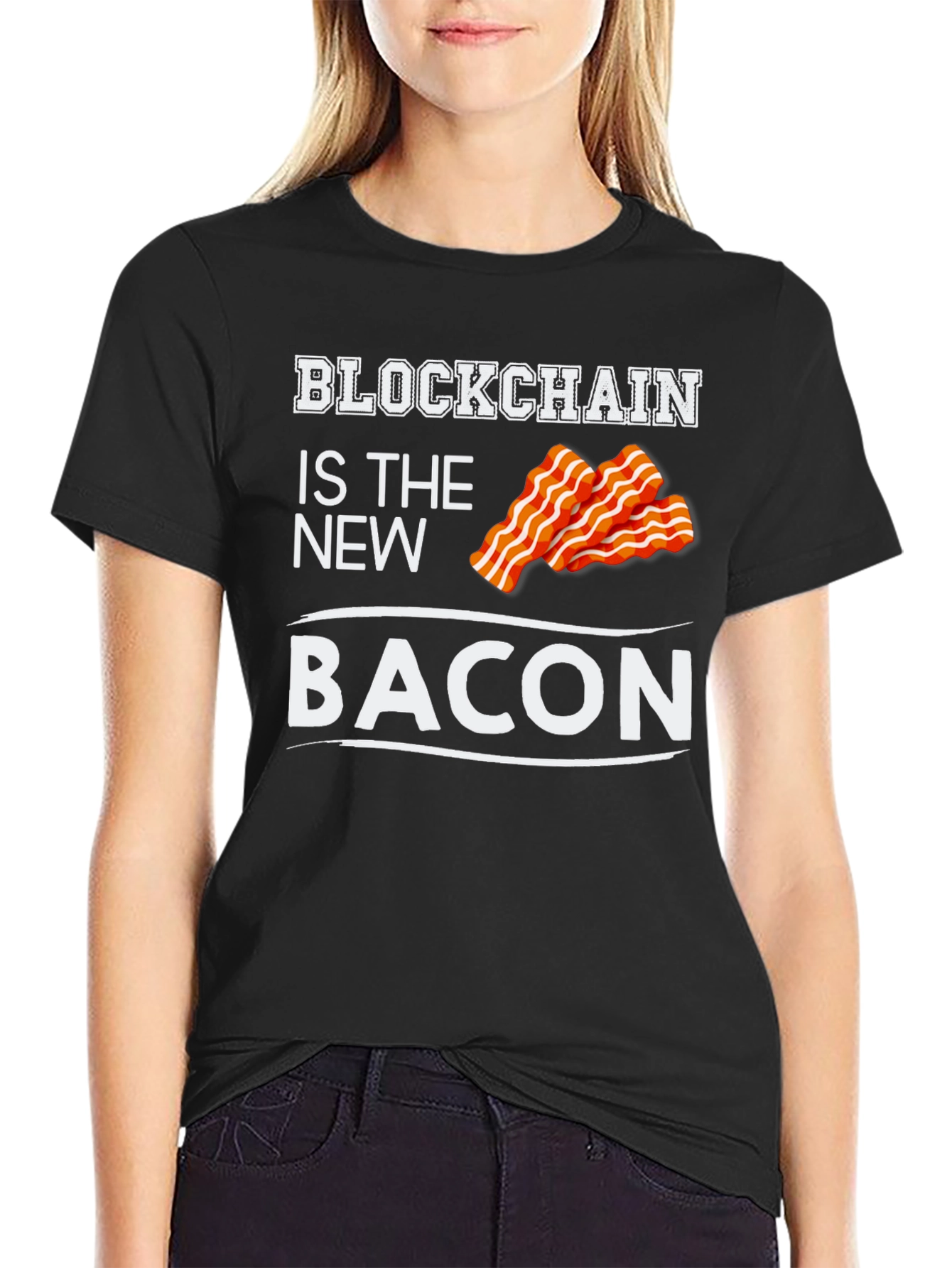 Blockchain is the New Bacon Graphic T-Shirt