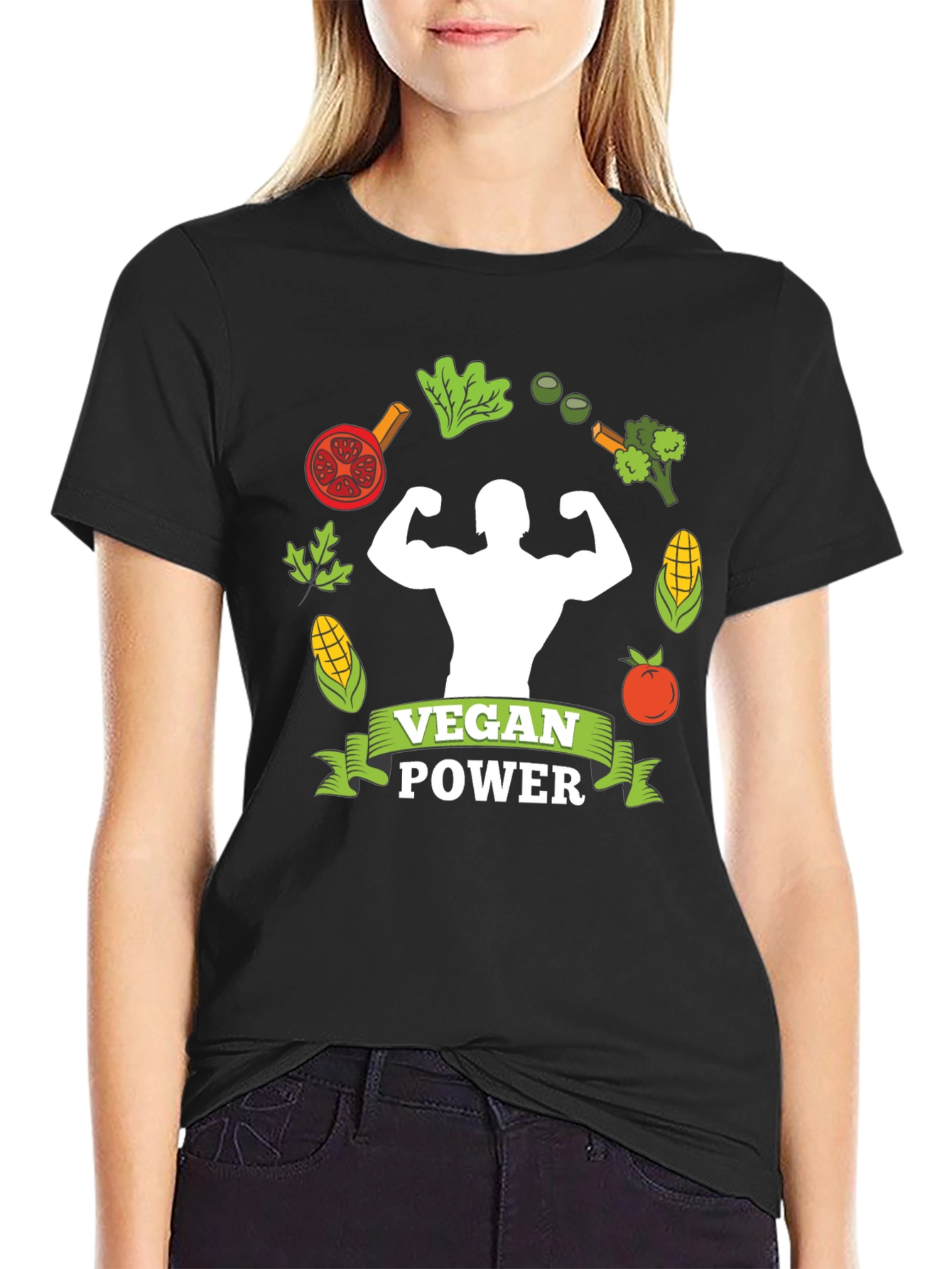 Vegan Power T-Shirt: Muscle & Plant-Based Design