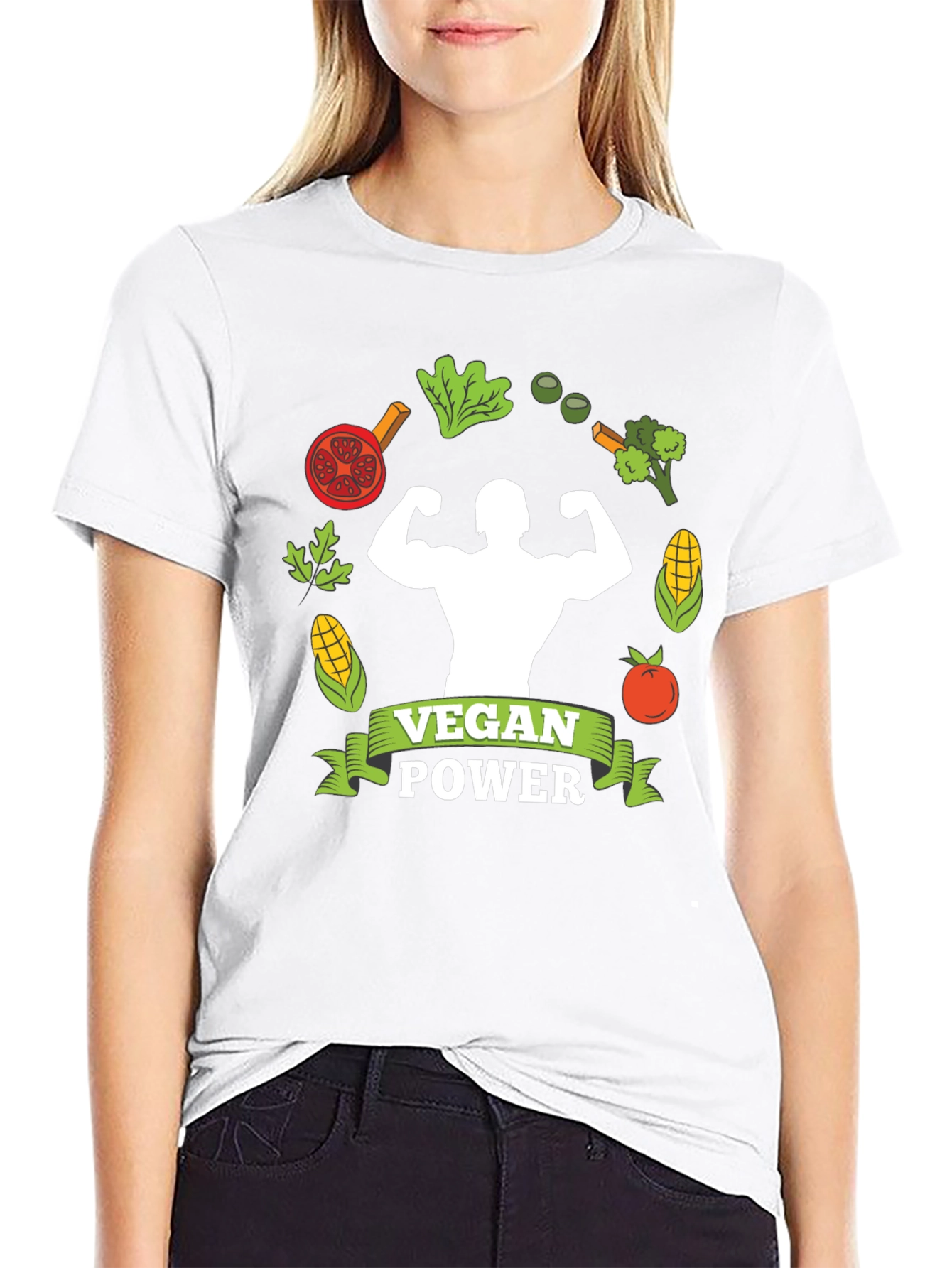 Vegan Power T-Shirt: Muscle & Plant-Based Design