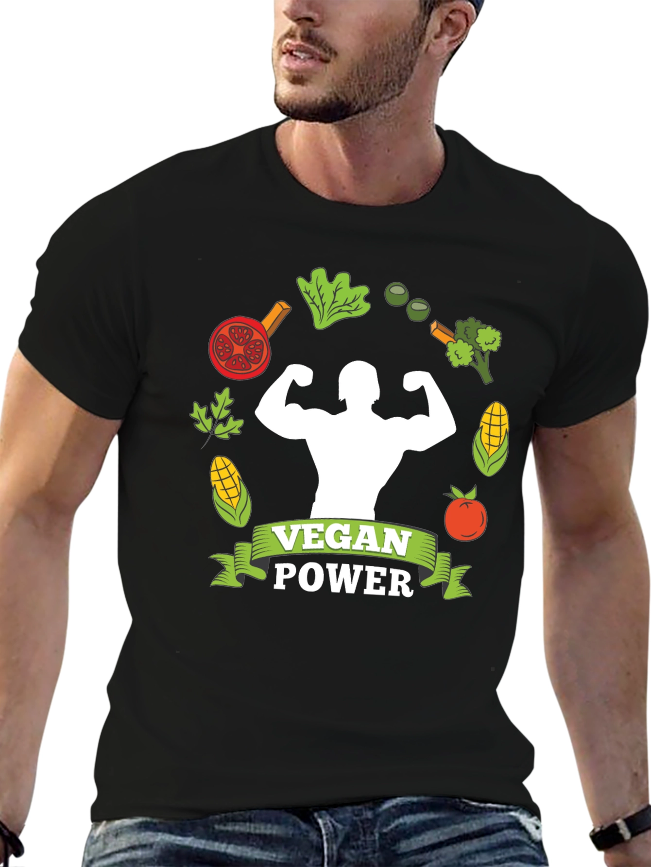 Vegan Power T-Shirt: Muscle & Plant-Based Design