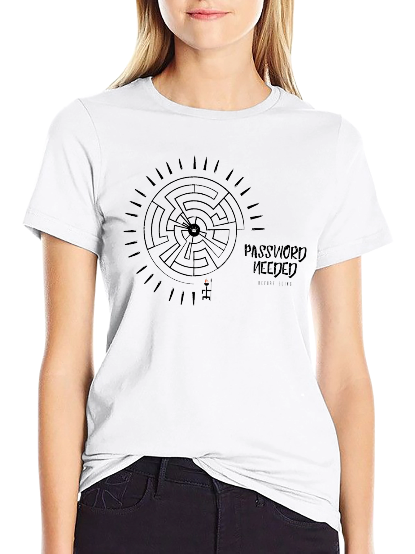 Password Needed Maze T-Shirt - Black Cotton Tee
