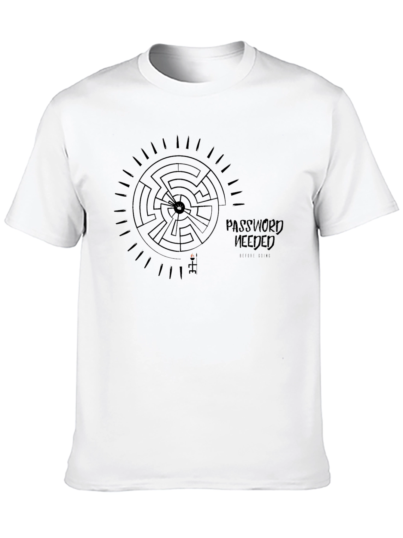 Password Needed Maze T-Shirt - Black Cotton Tee