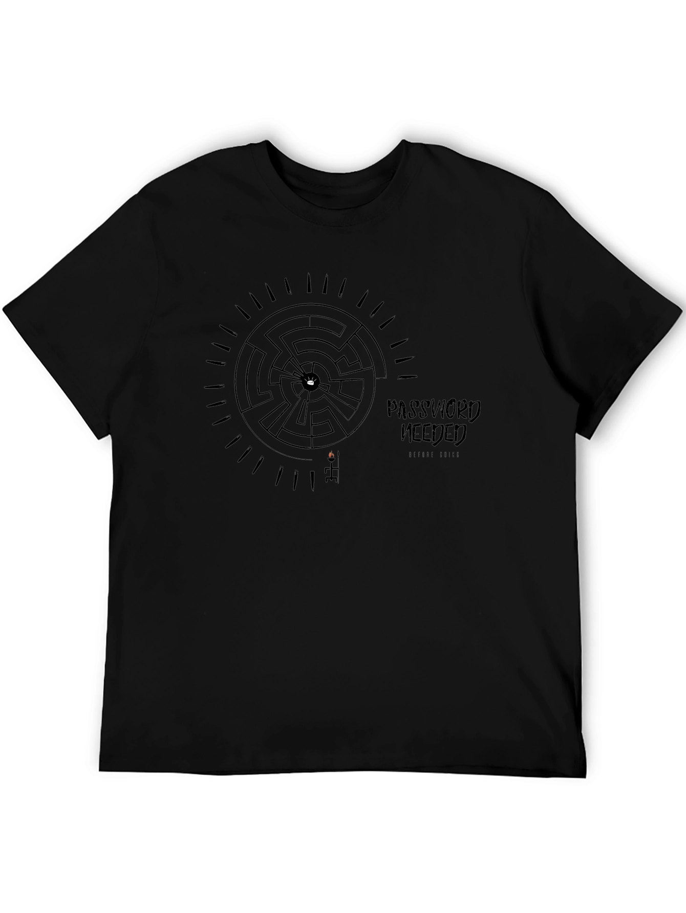 Password Needed Maze T-Shirt - Black Cotton Tee