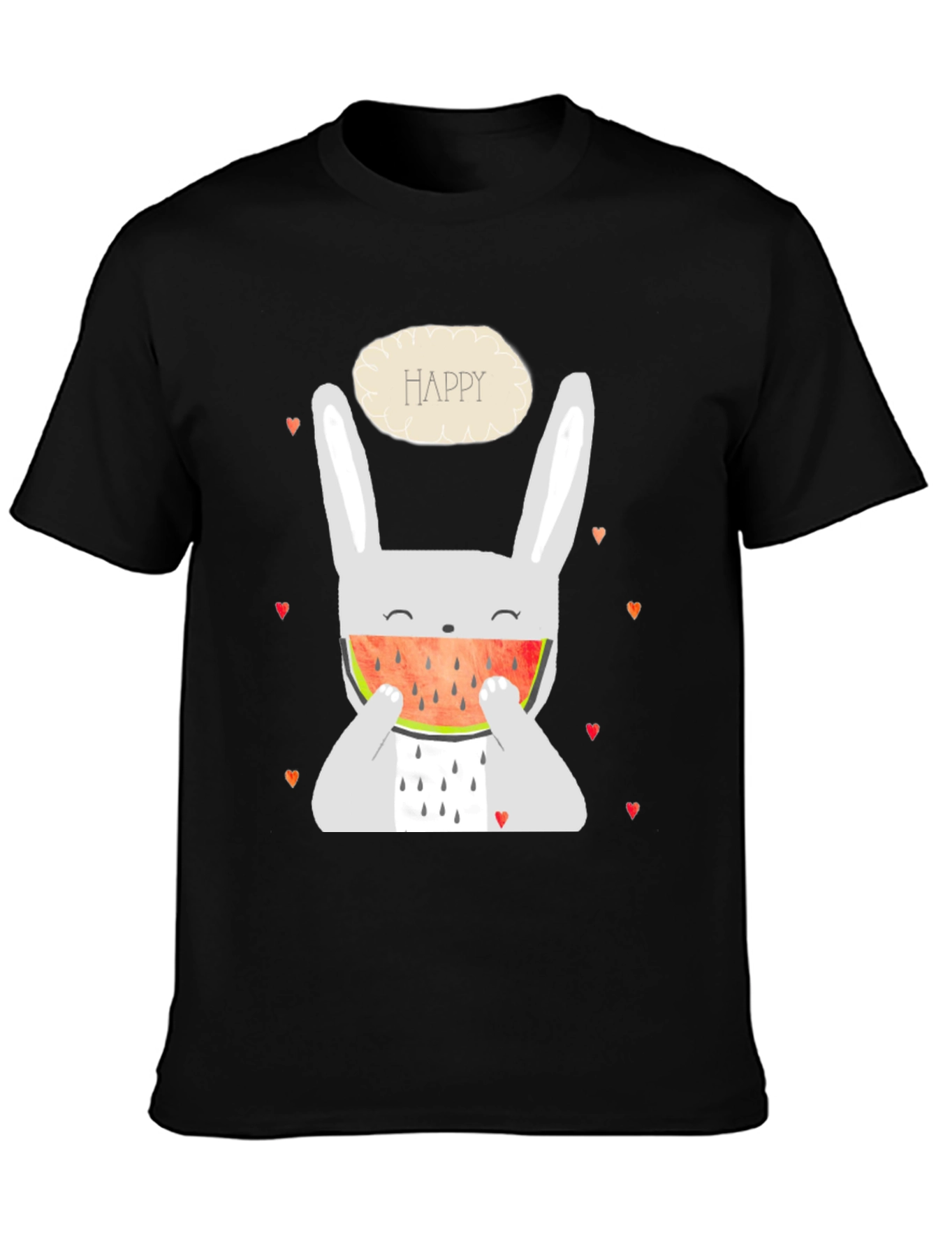 Happy Bunny Watermelon Graphic Tee - Black