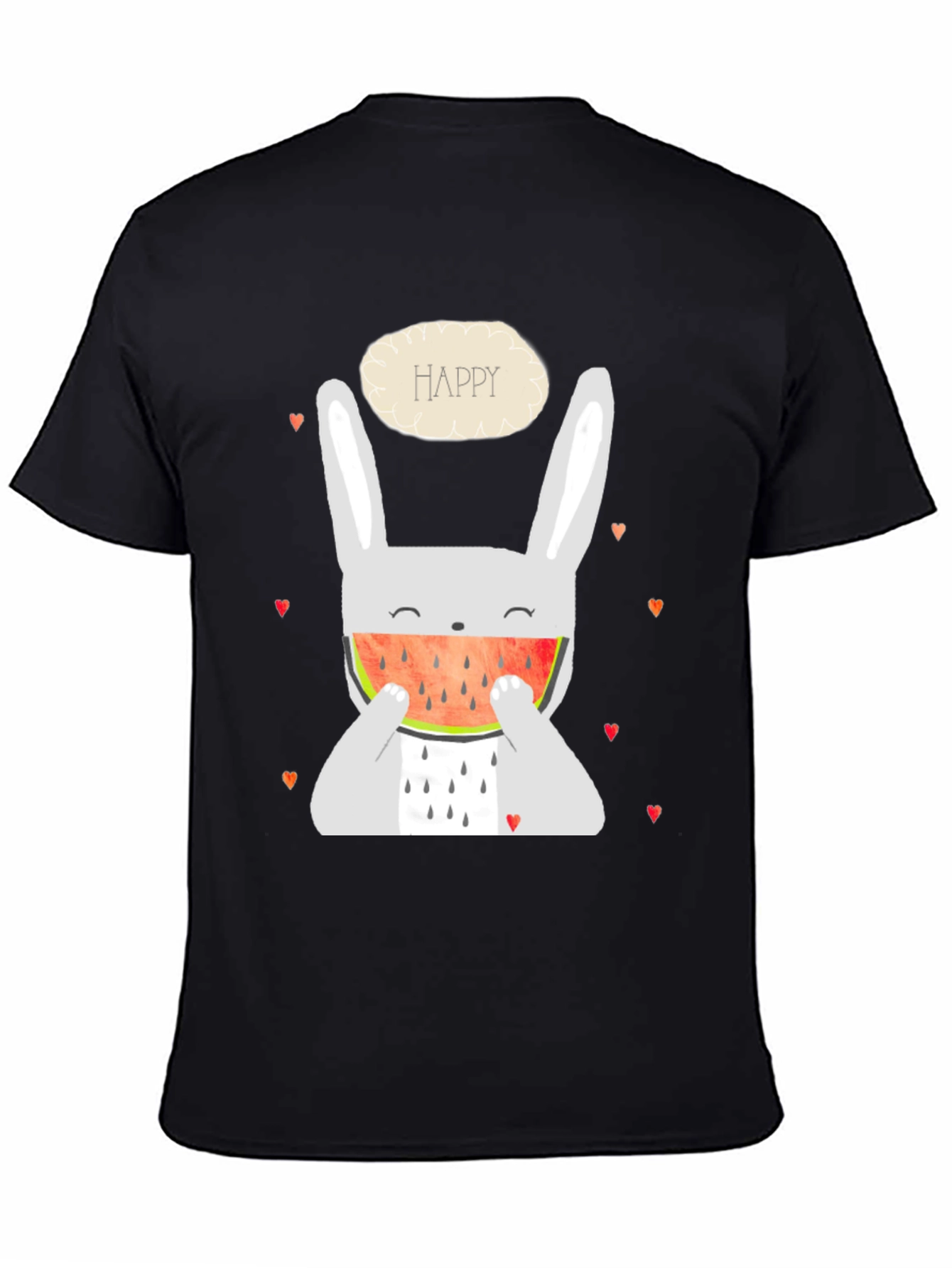 Happy Bunny Watermelon Graphic Tee - Black