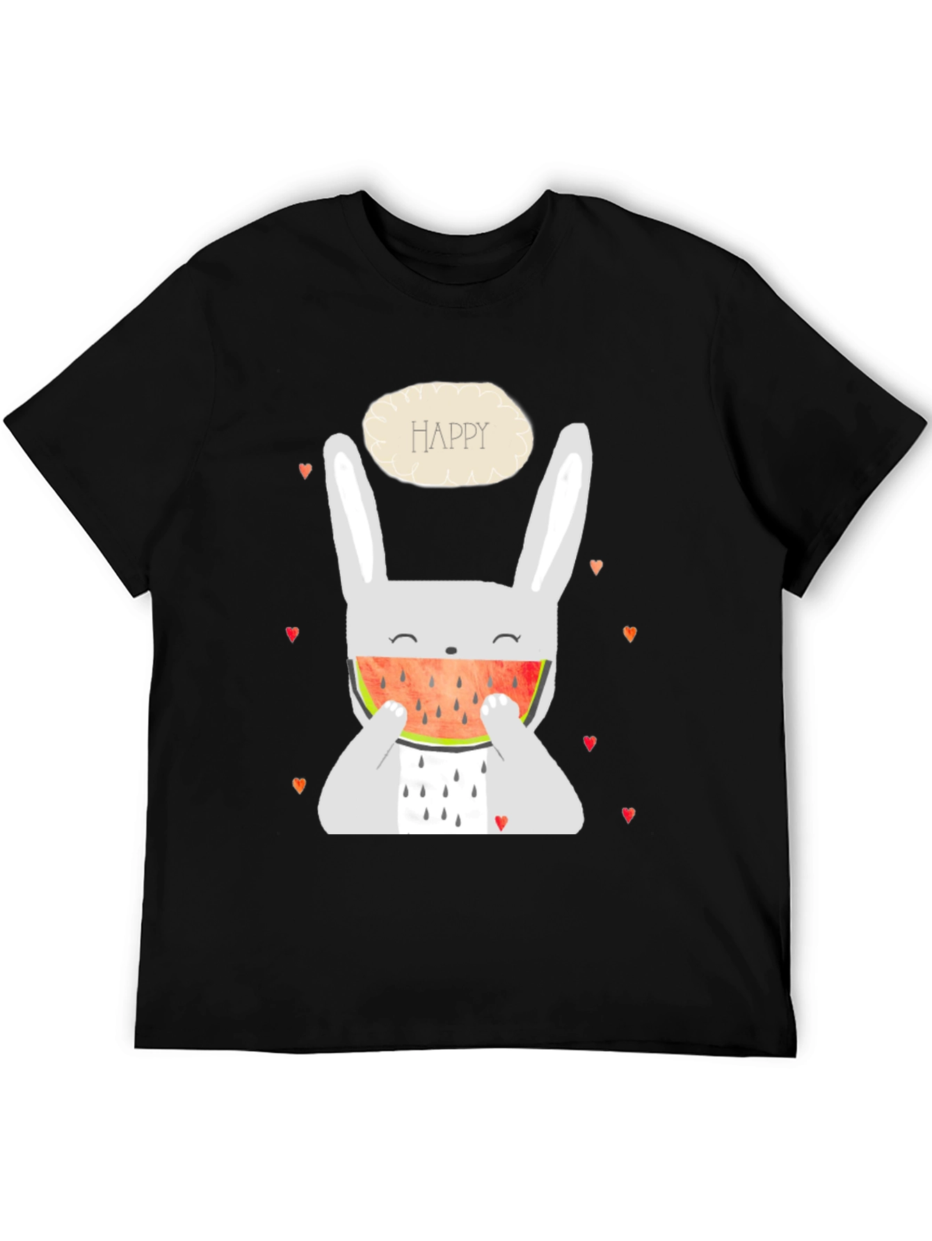 Happy Bunny Watermelon Graphic Tee - Black