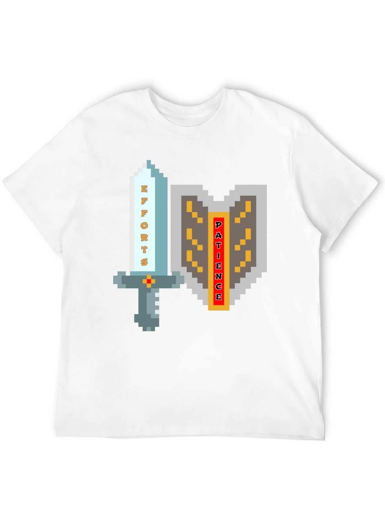 Pixel Art Sword & Shield Mens Black T-Shirt
