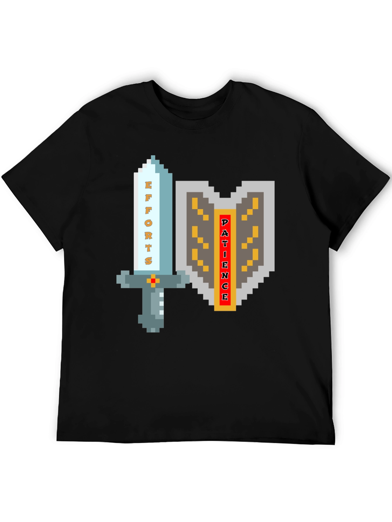 Pixel Art Sword & Shield Mens Black T-Shirt