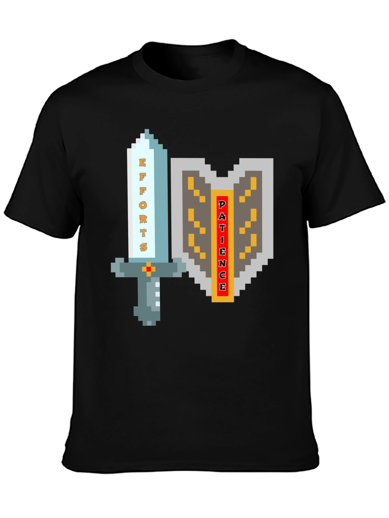 Pixel Art Sword & Shield Mens Black T-Shirt