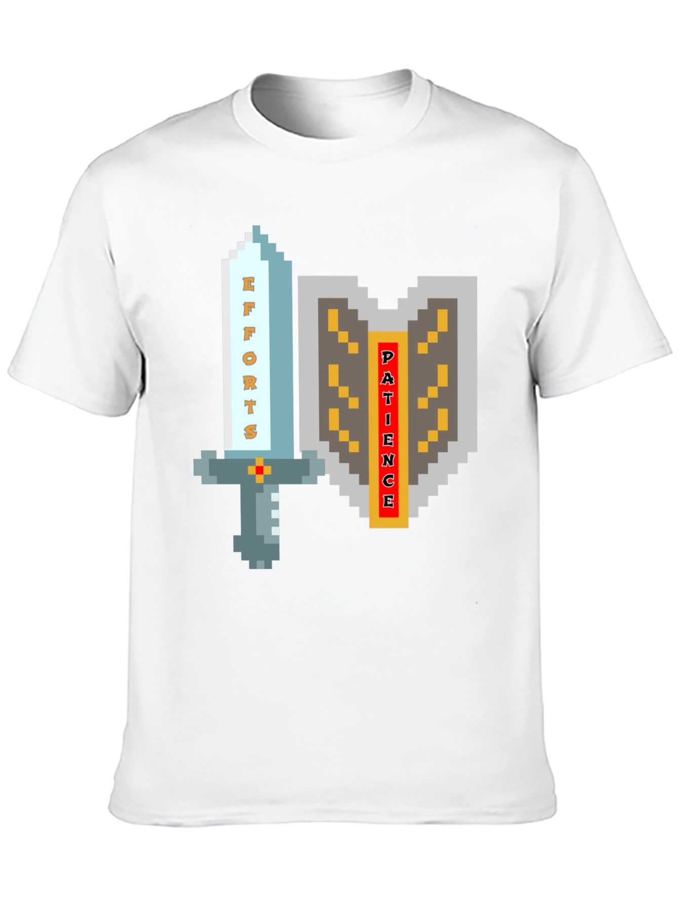 Pixel Art Sword & Shield Mens Black T-Shirt