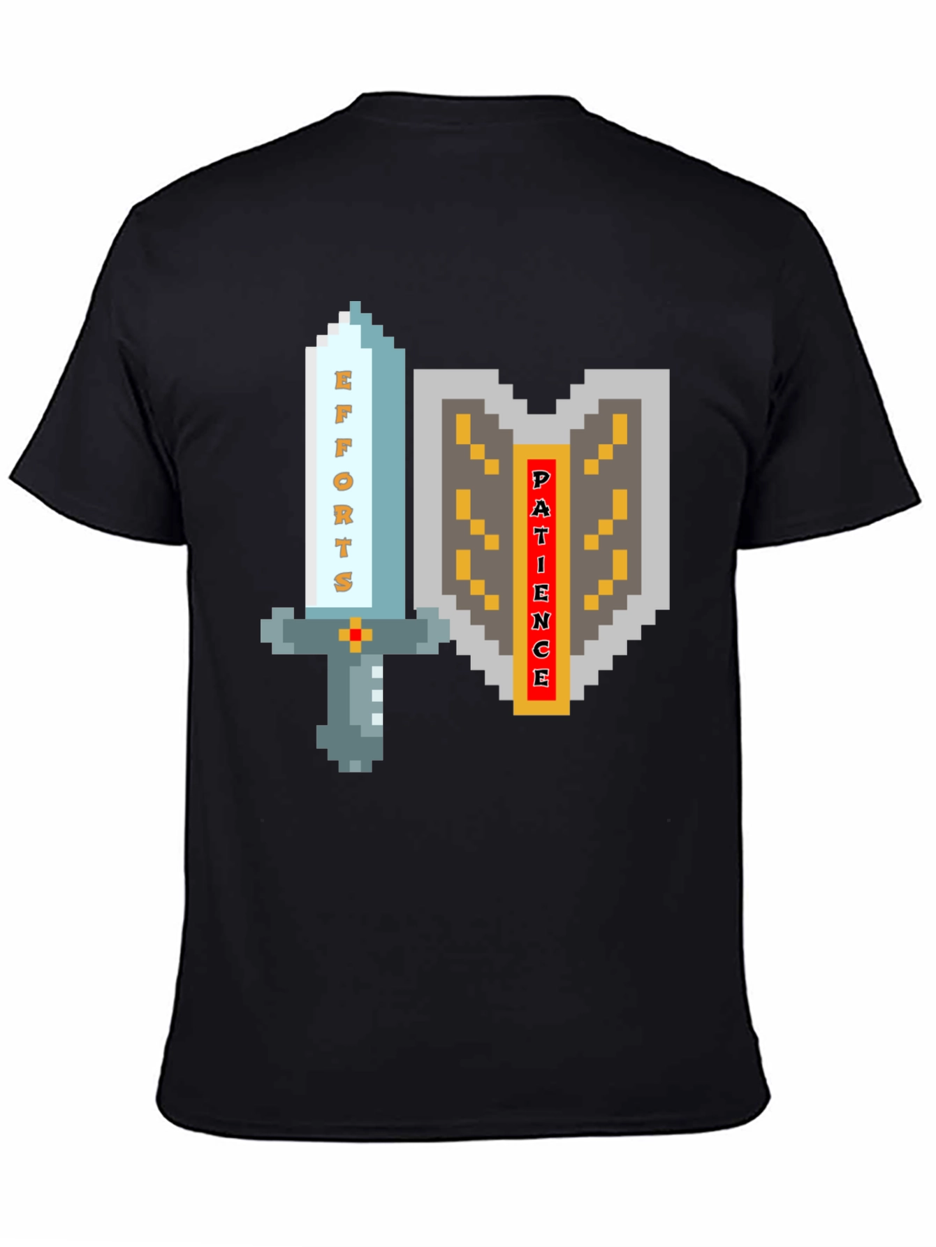Pixel Art Sword & Shield Mens Black T-Shirt
