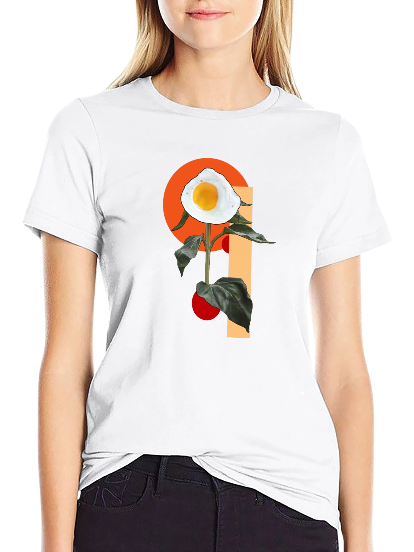 Egg Flower Graphic T-Shirt - Black