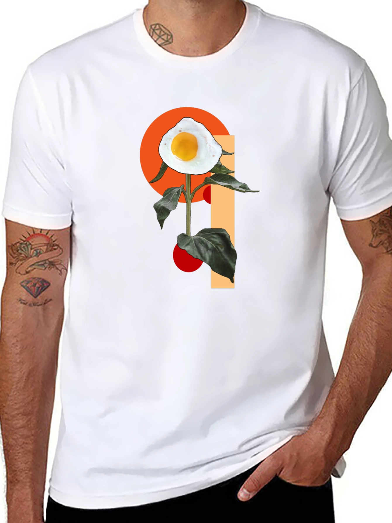 Egg Flower Graphic T-Shirt - Black