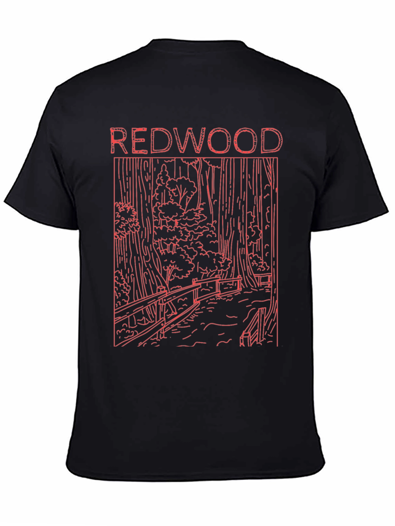 Redwood Forest Graphic Print Black T-Shirt